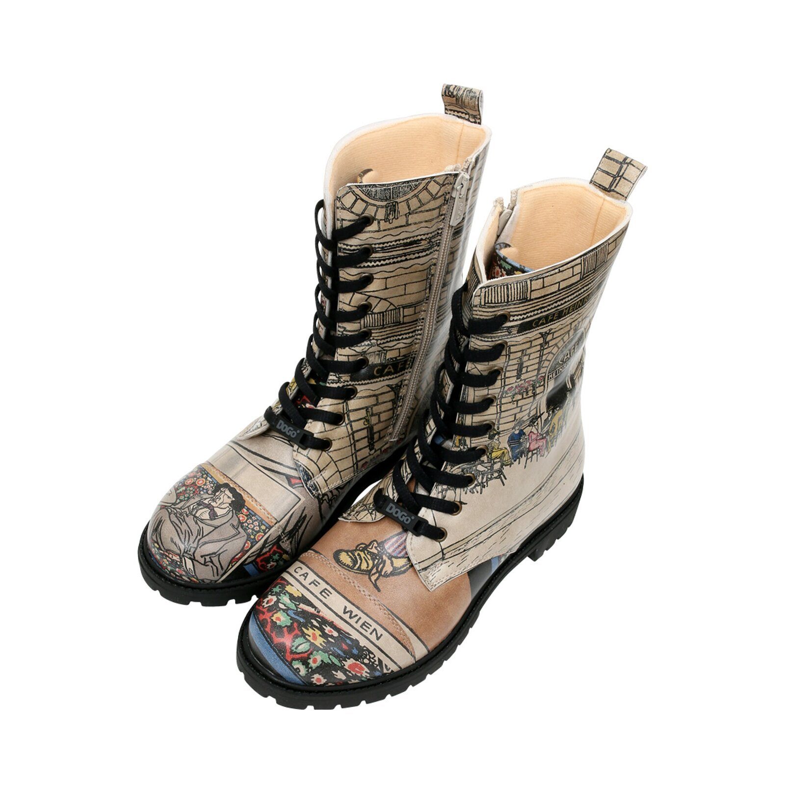 DOGO Zipsy High-Top Boots You Are The Colour Of My Life Damen Schnürboots Handgefertigt