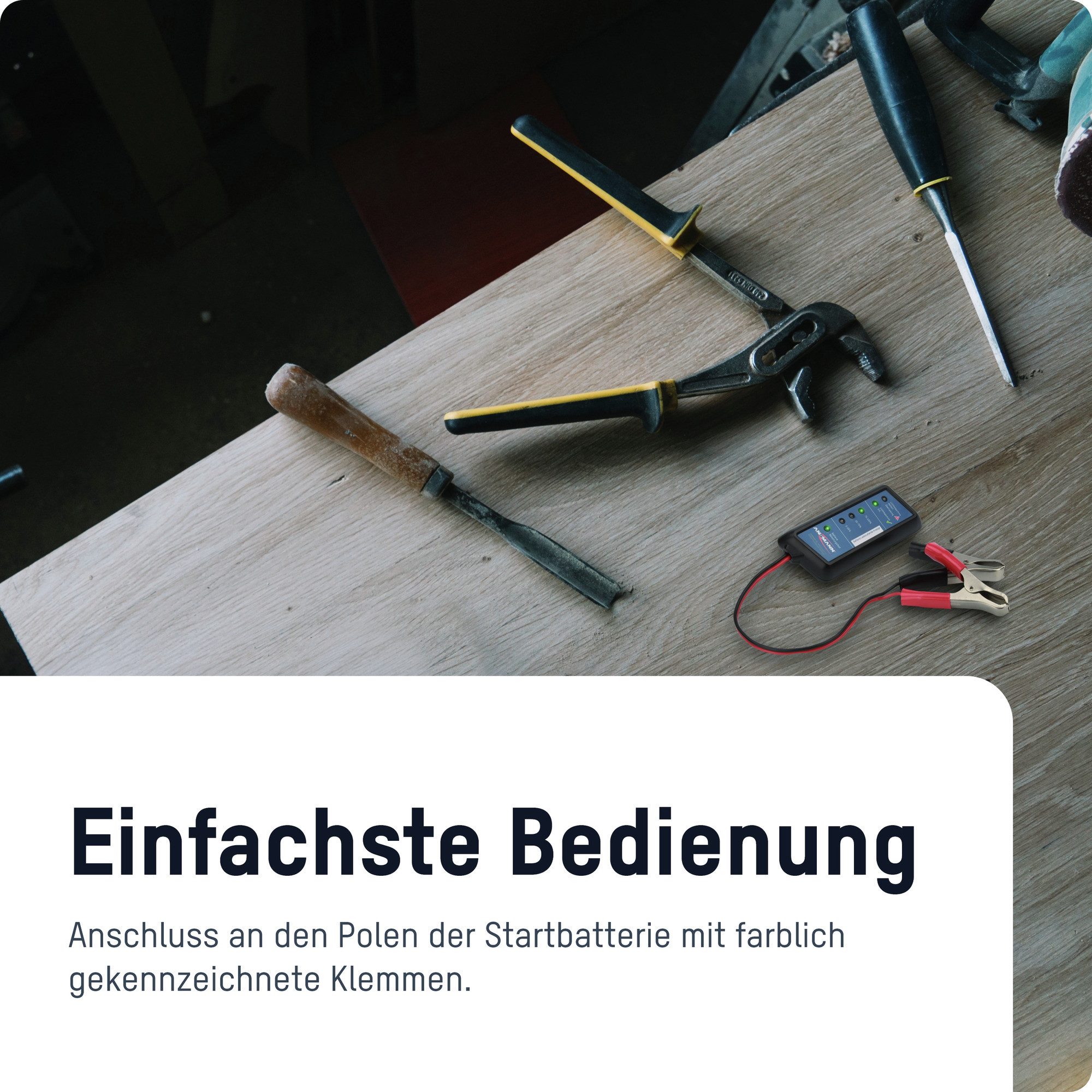 ANSMANN AG Power Check Kfz-Batterietester - Testgerät für 12V Autobatterien Akku