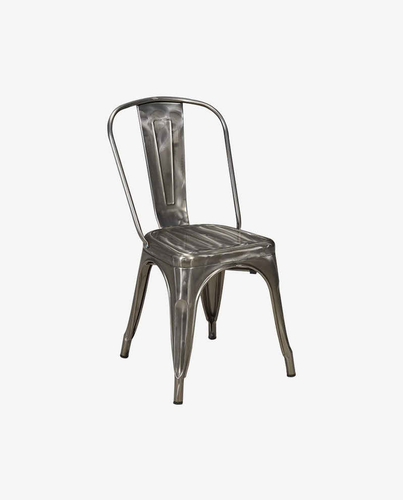 Esszimmerstuhl, Küchenstuhl Stuhl Esszimmerstuhl aus METALL Sitzfläche aus Holz stapelbar