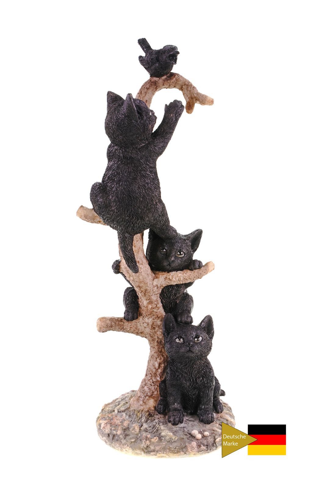 Kremers Schatzkiste Dekofigur 3 Schwarze Katzen auf Ast Dekoration für Drinnen 27 cm Cats bunt