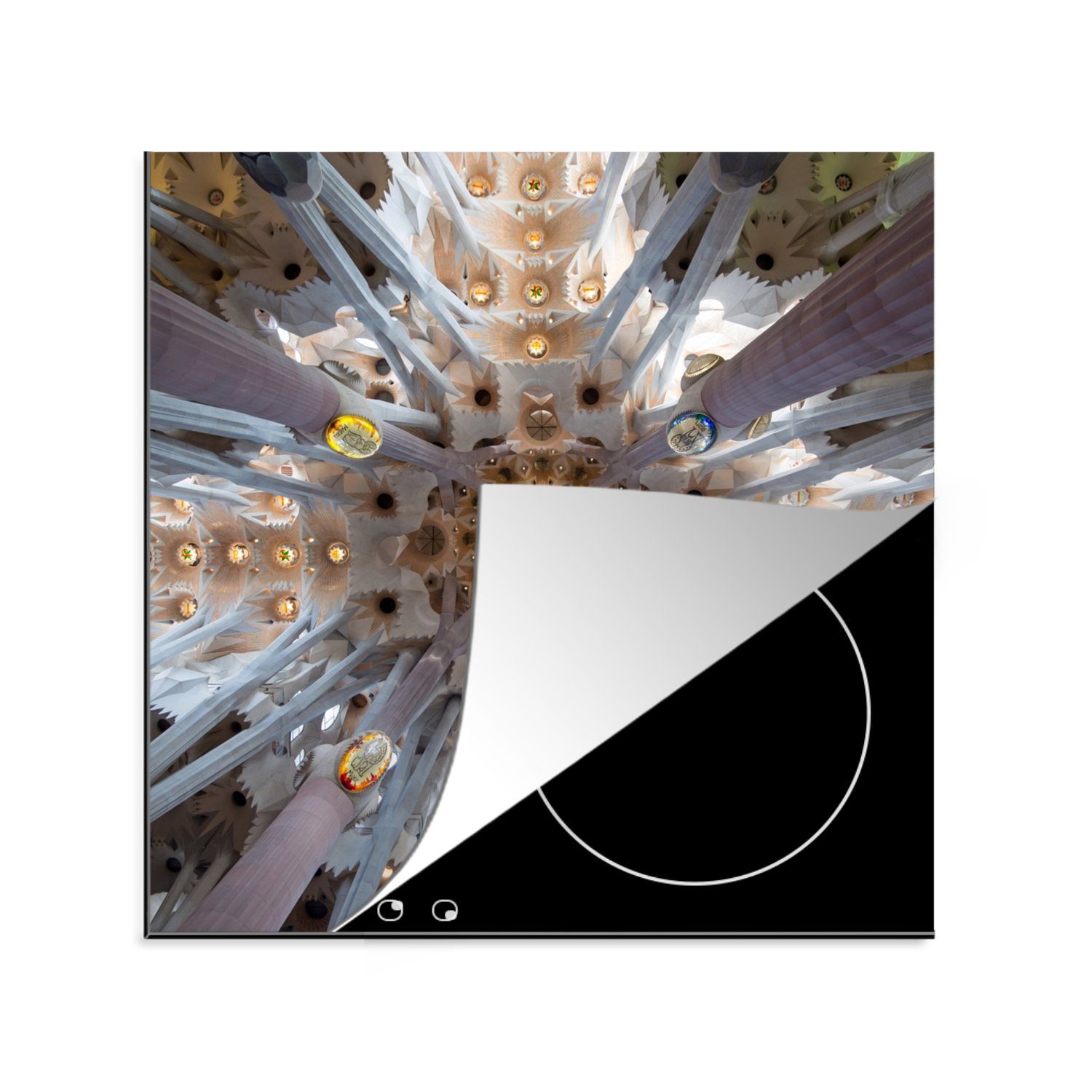 MuchoWow Herdblende-/Abdeckplatte Barcelona - Sagrada Familia - Spanien, Vinyl, (1 tlg), 78x78 cm, Ceranfeldabdeckung, Arbeitsplatte für küche