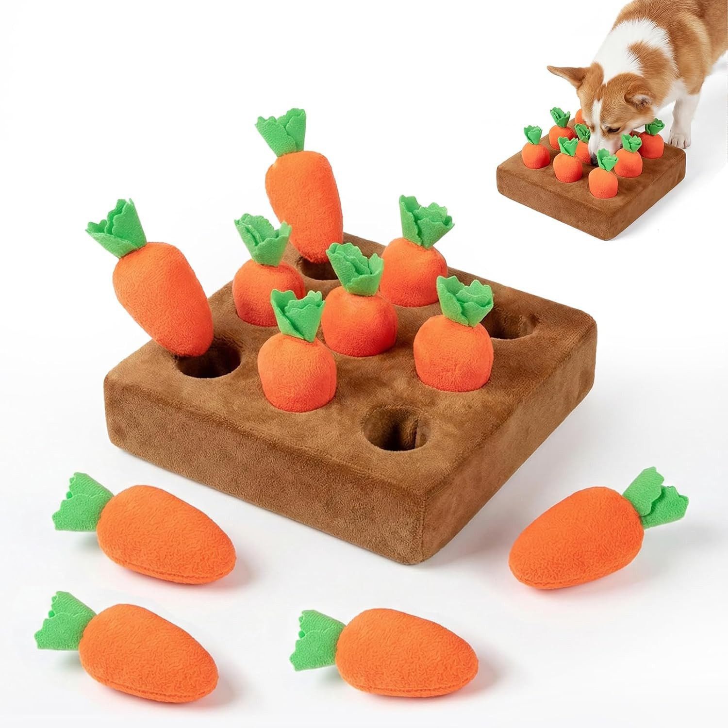 FELIXLEO Tier-Intelligenzspielzeug Schnüffelspiele Hund 12 Karotten Intelligenzförderung Karottenfeld, (2-tlg)