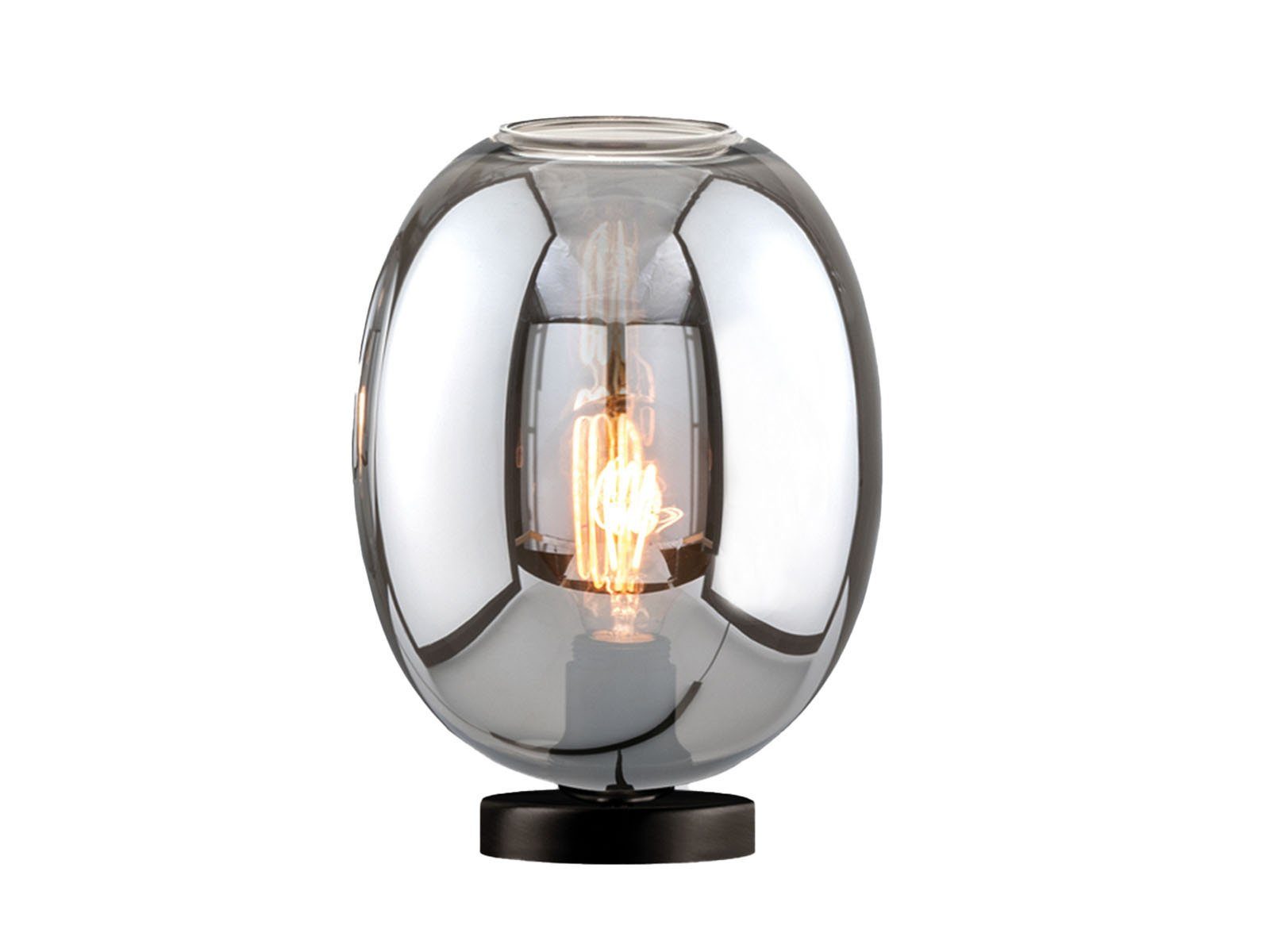 Höhe Designer-lampe meineWunschleuchte mit Rauchglas LED Glas-kugel LED 27cm Nachttischlampe, kleine Warmweiß, Lampenschirm, wechselbar,