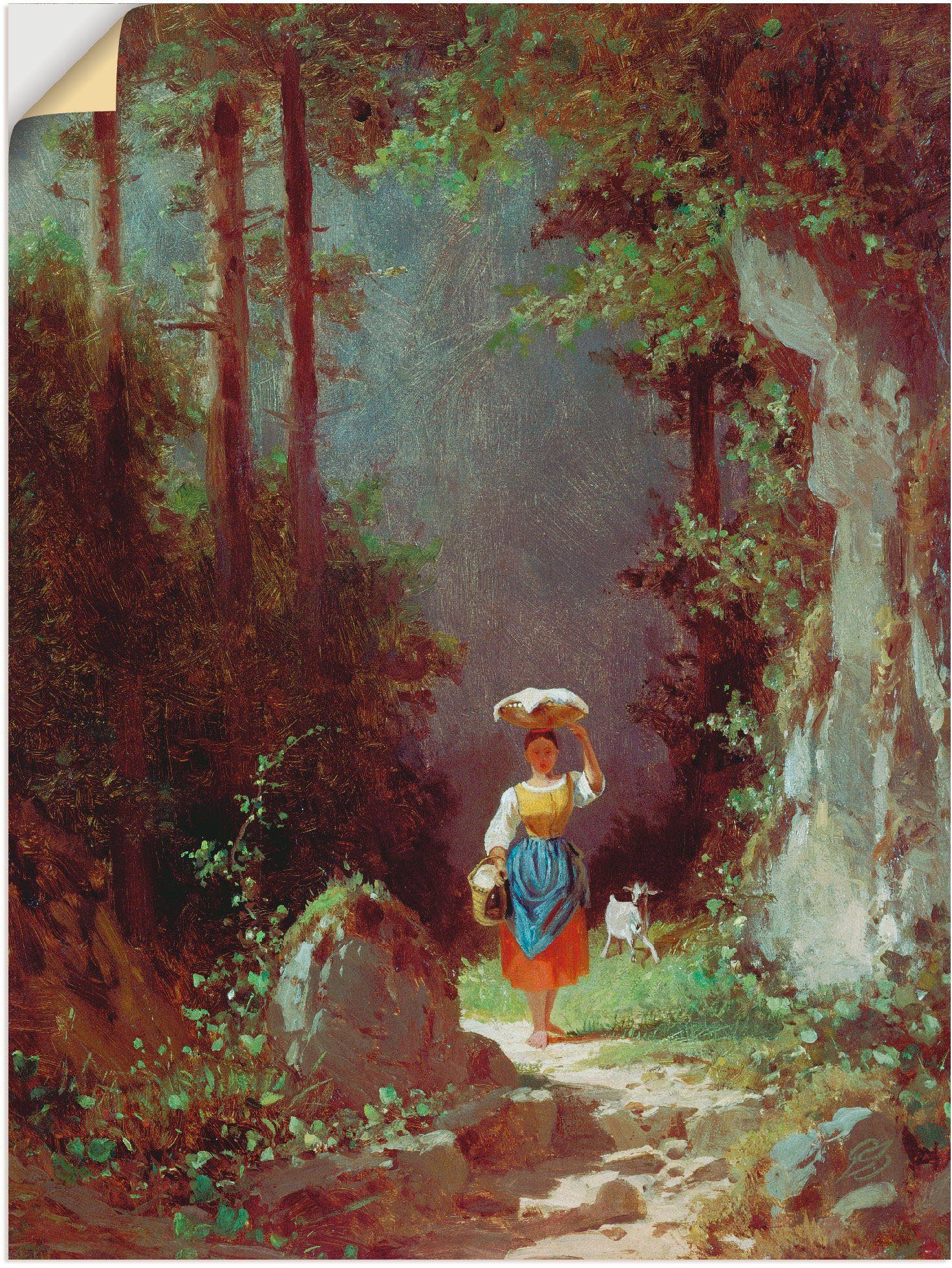 Artland Wandbild Mädchen mit Ziege, Kind (1 St), als Leinwandbild, Wandaufkleber oder Poster in versch. Größen