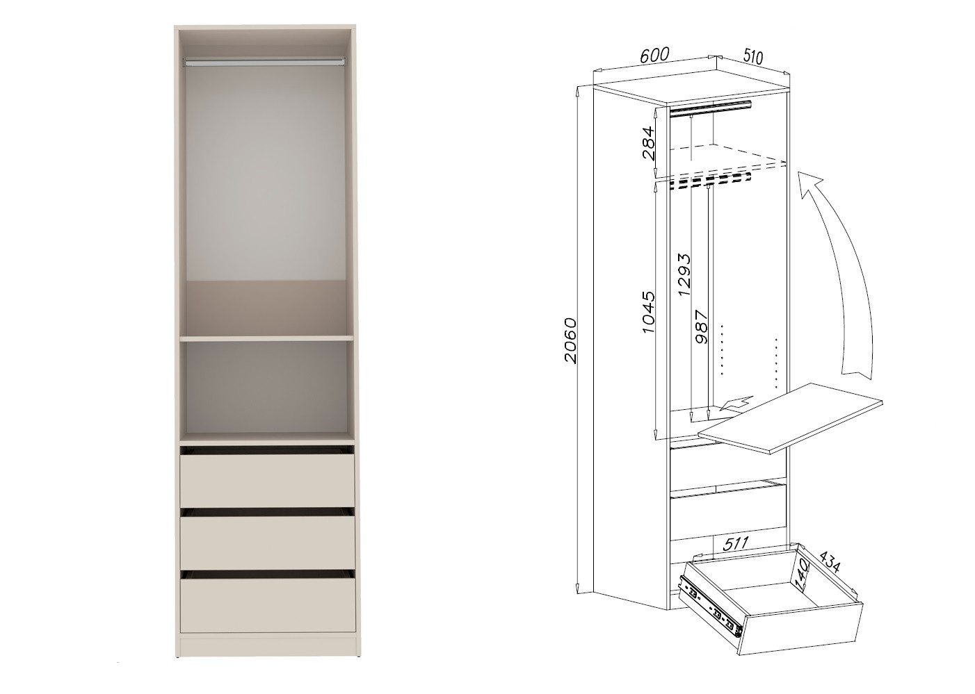 Marmex Möbel Garderobenschrank TRES 04 ohne günstig online kaufen