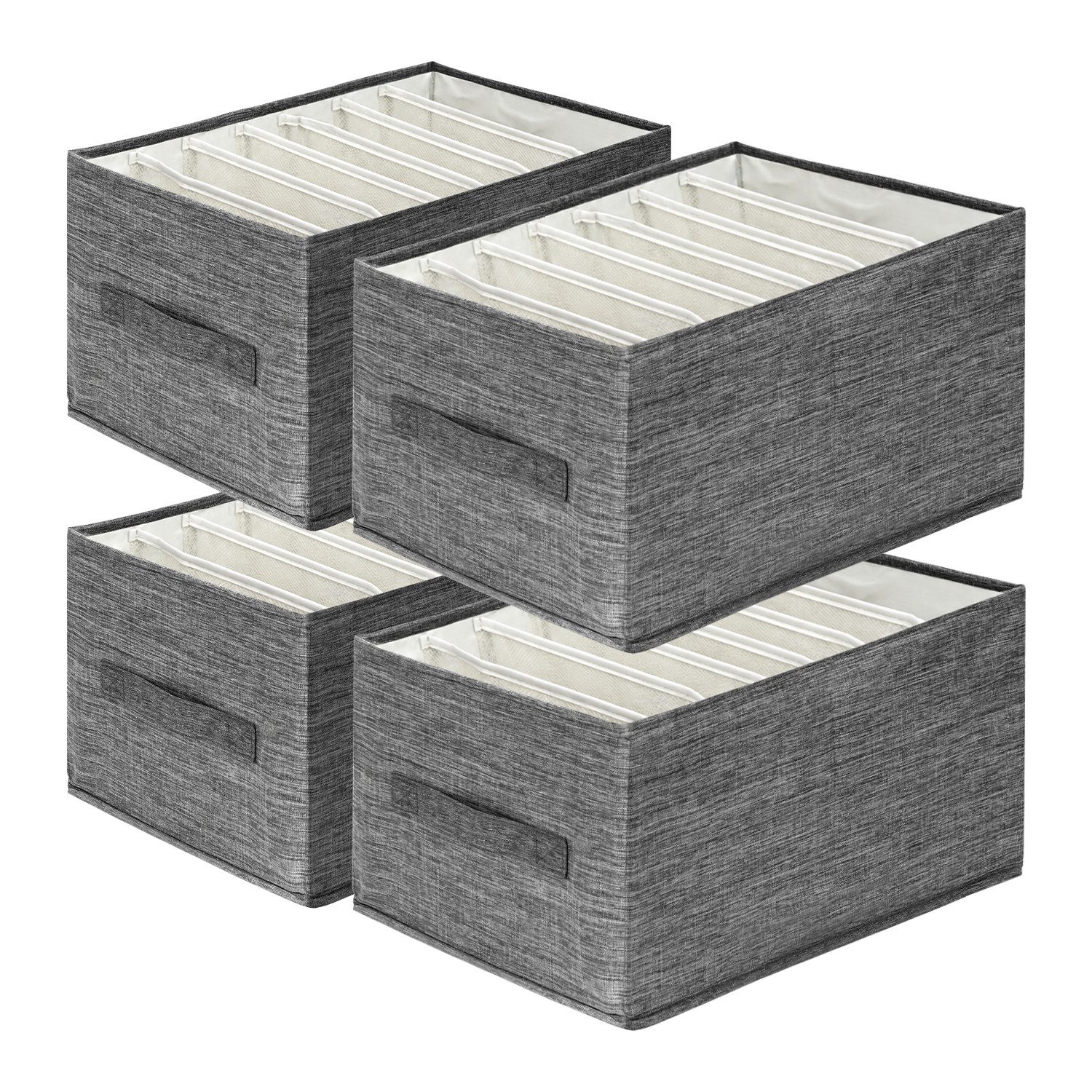 OSTWOLKE Aufbewahrungsbox Schrank Organizer Ordnungssystem Schubladen-Organizer Stapelbar (4 St), 35 x 25 x 20 cm, 7 Fächer, faltbar, Hosen Organizer für Kleide – Bild 2 von 5
