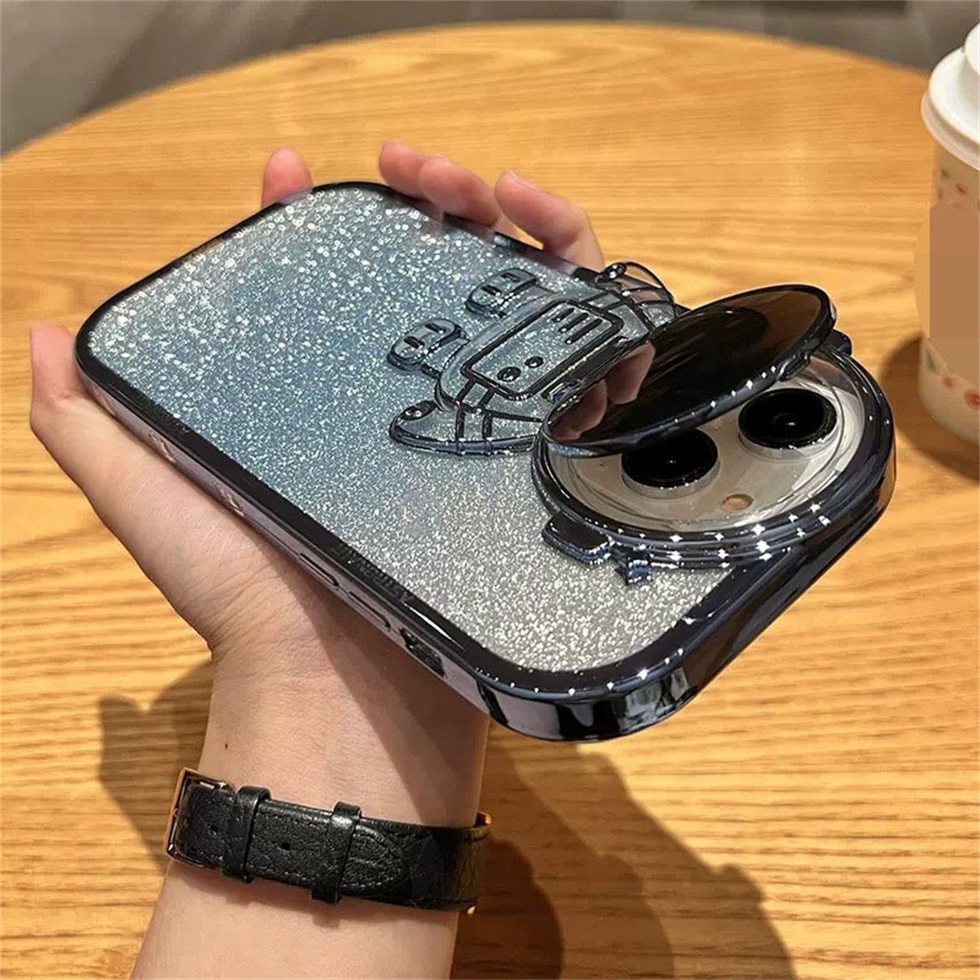 Tasche Gradient Case Glitter für Plating 14Pro, Case, DÖRÖY blau Astronaut Handytasche iPhone