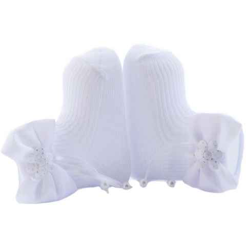 La Bortini Socken Baby Socken für Baby und Kinder Socken in Weiß für Taufe ab 0Mon