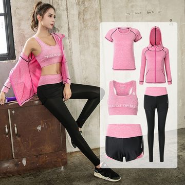 KIKI Yoga-Sweatjacke Yoga-Bekleidungsset 5-teilig Sportbekleidung -Fitnessbekleidung