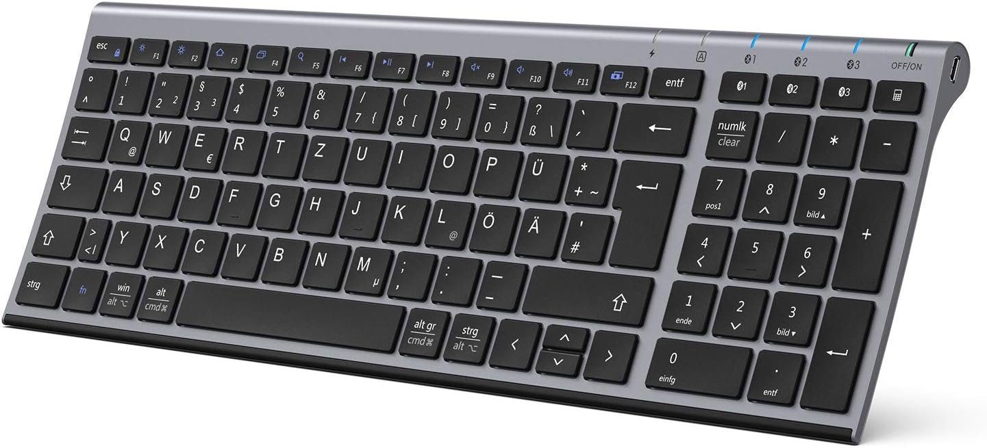 iclever Keyboard BK10, mit 3 Bluetooth Kanälen Stabile Verbindung