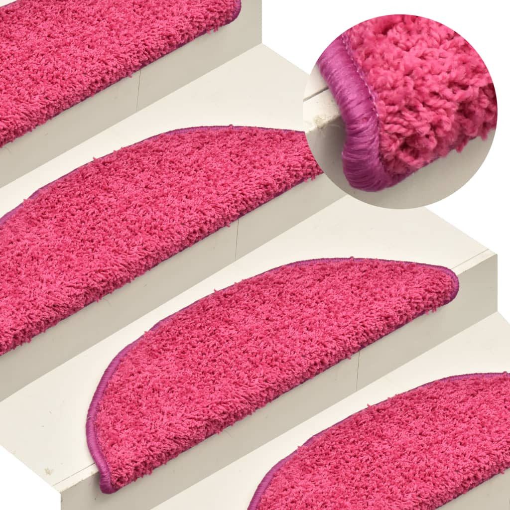 vidaXL Stufenmatte 15 Stück Treppenmatten 15 Stk Rosa 65x21x4 cm Stufenteppich