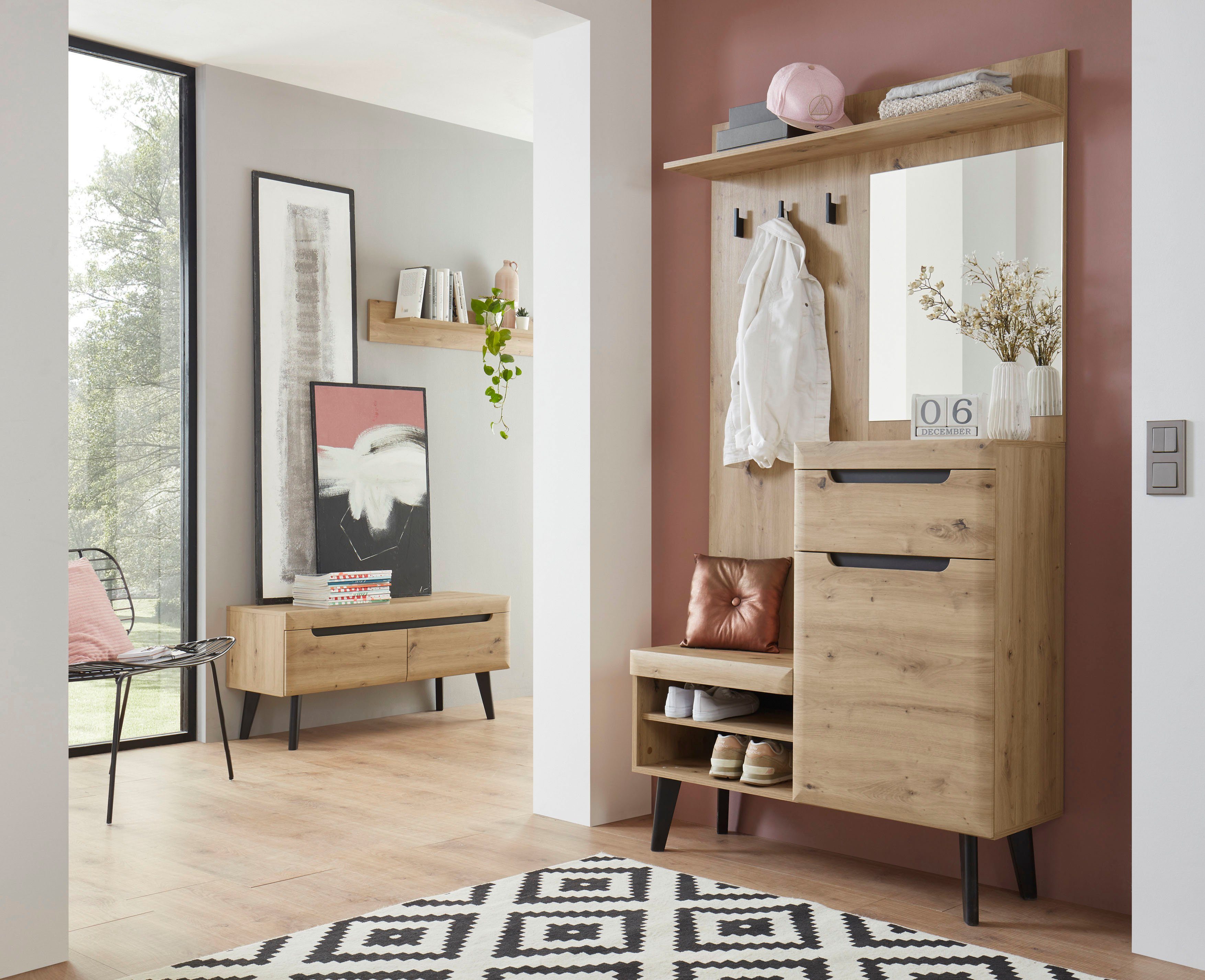 Home affaire Garderoben-Set Torge, (Set, 3-St), im schönen Scandi Look