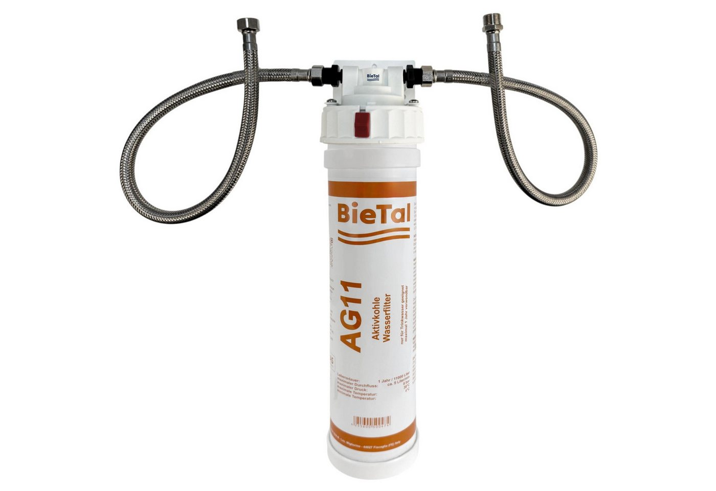 BieTal Wasserfilter BieTal® Untertisch Trinkwasser Filtersystem Aktivkohle Komplettset, Liefert gefiltertes Wasser über den normalen Wasserhahn.