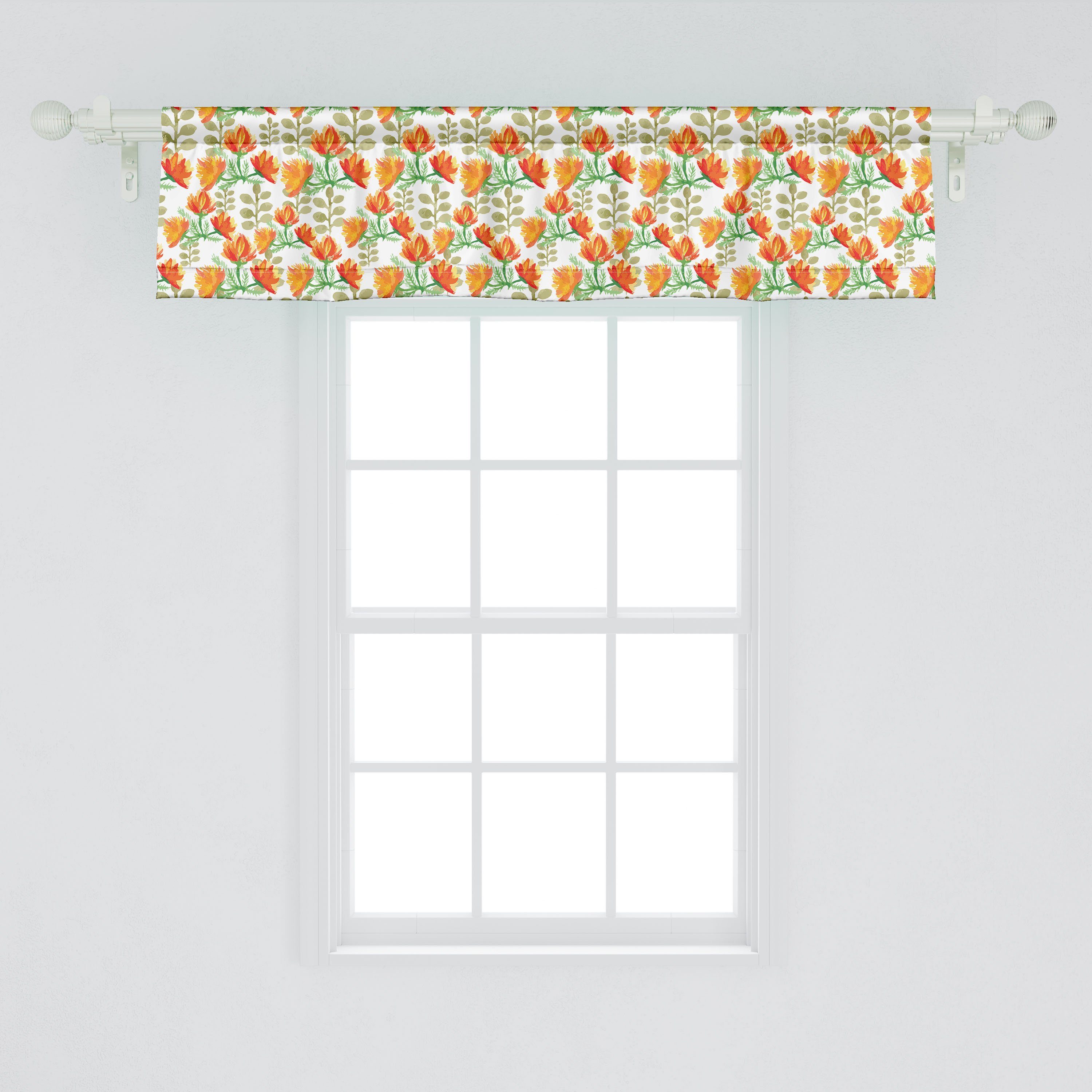 Vorhang Blumen Abakuhaus, Volant Küche Microfaser, Scheibengardine Schlafzimmer Branchen Dekor Stangentasche, für mit Garten-Frühling