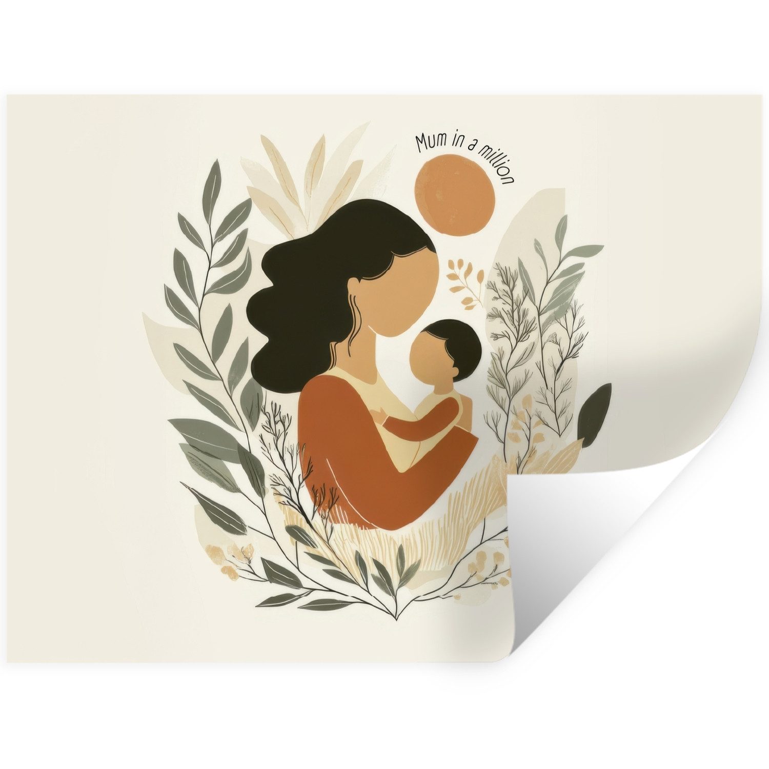 MuchoWow Wandsticker Illustration - Zitat - Mutter (1 St), Wandtattoo, Selbstklebend, Wohnzimmer, 80x60 cm