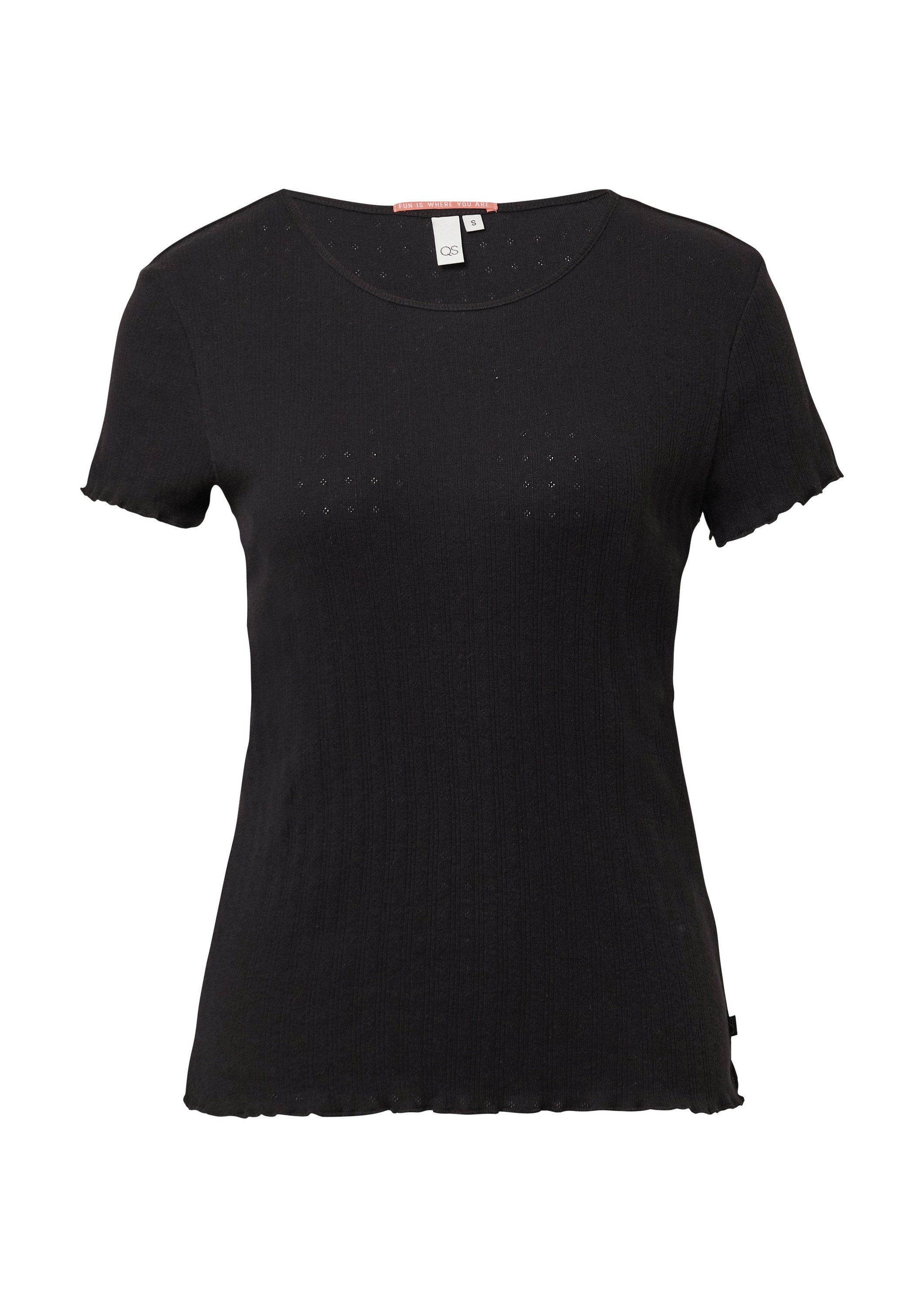 QS Kurzarmshirt T-Shirt T-Shirt mit Ajour-Muster günstig online kaufen