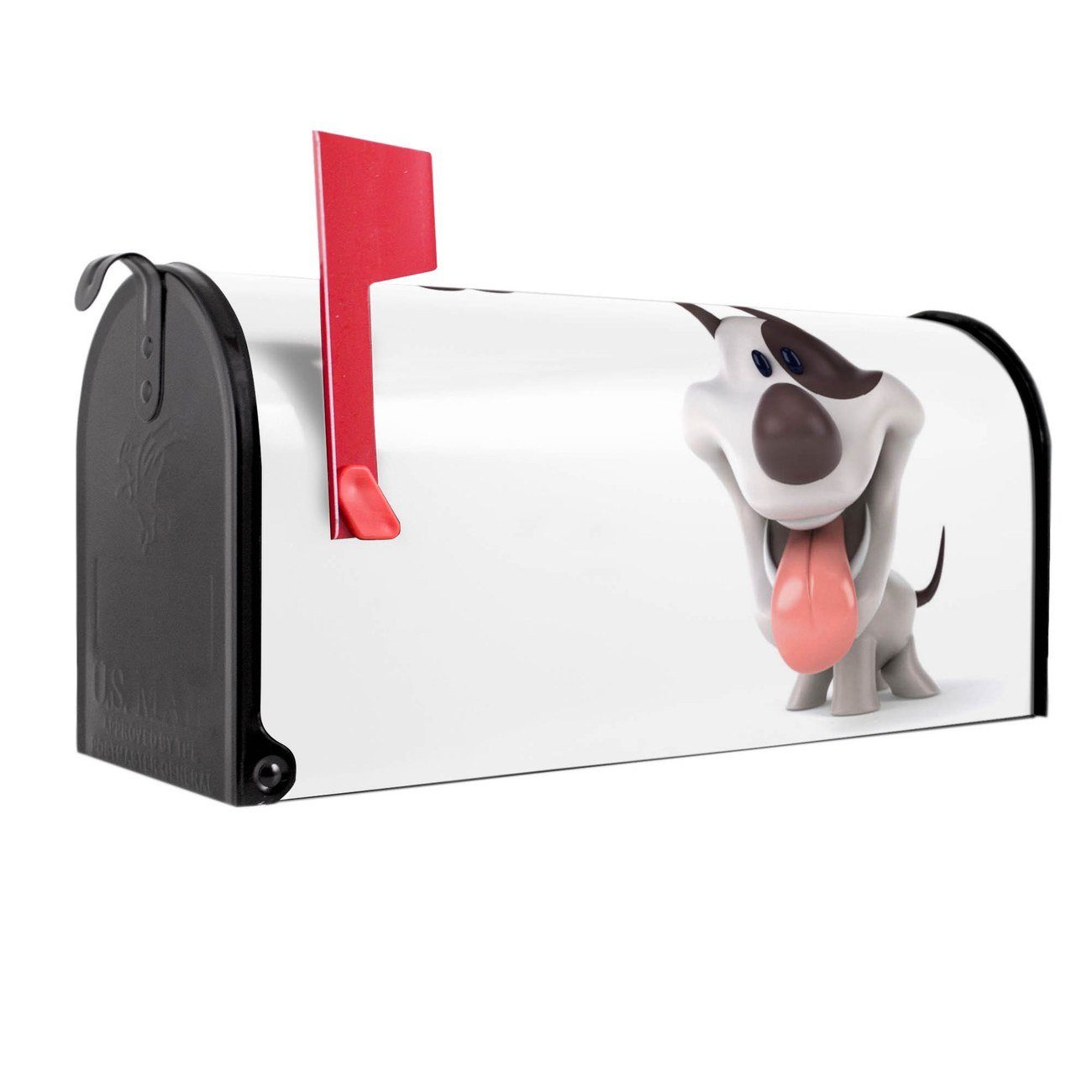 banjado Amerikanischer Briefkasten Mailbox Comic-Hund (Amerikanischer Briefkasten, original aus Mississippi USA), 22 x 17 x 51 cm schwarz