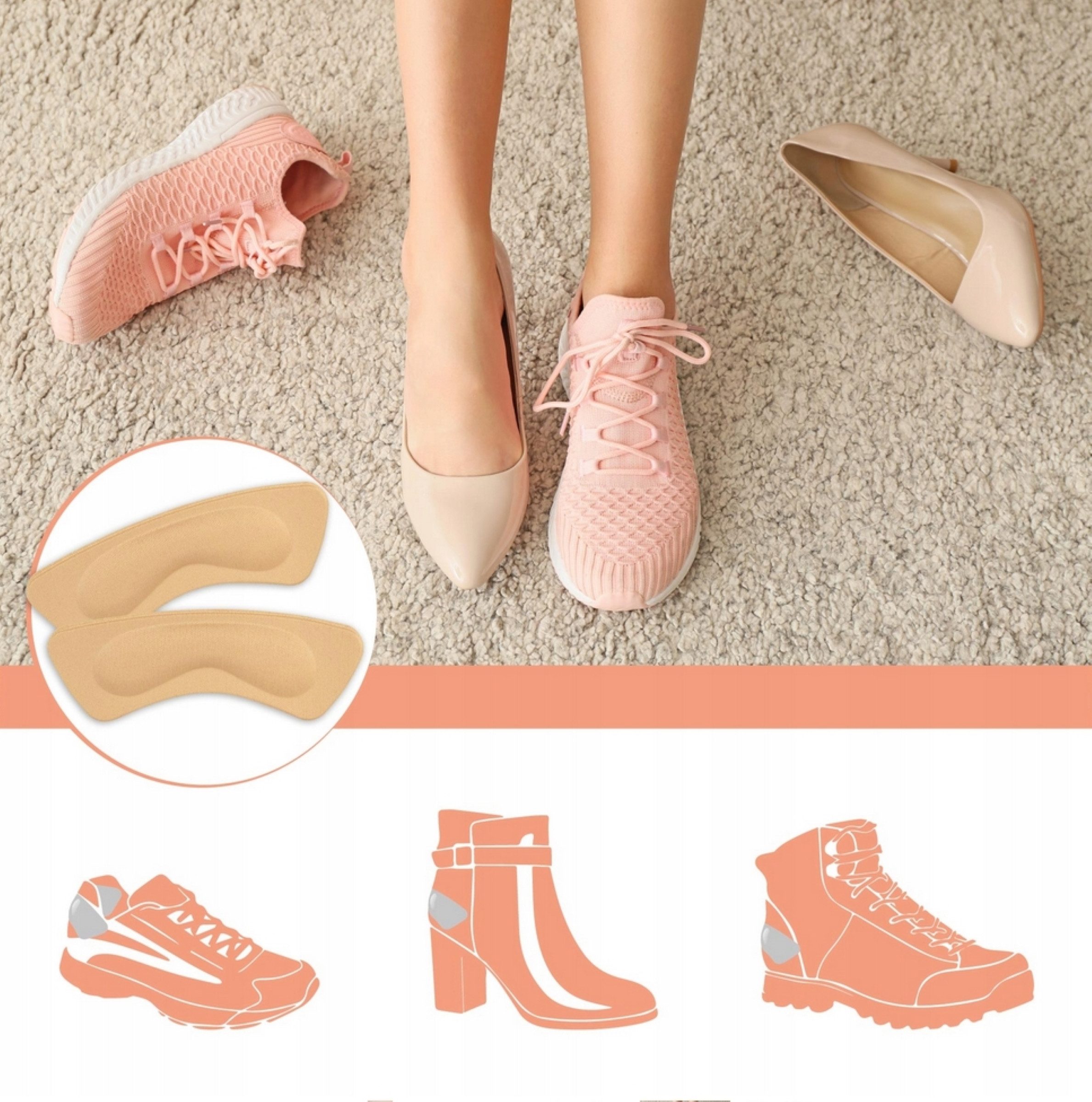 HURTNET Fersenpolster Fersenpolster Einlegesohlen selbstklebend für Schuhgrößenanpassung (Einzelprodukt selbstklebende Fersenpolster Einlegesohlen Schuh Set, 2  – Bild 5 von 5