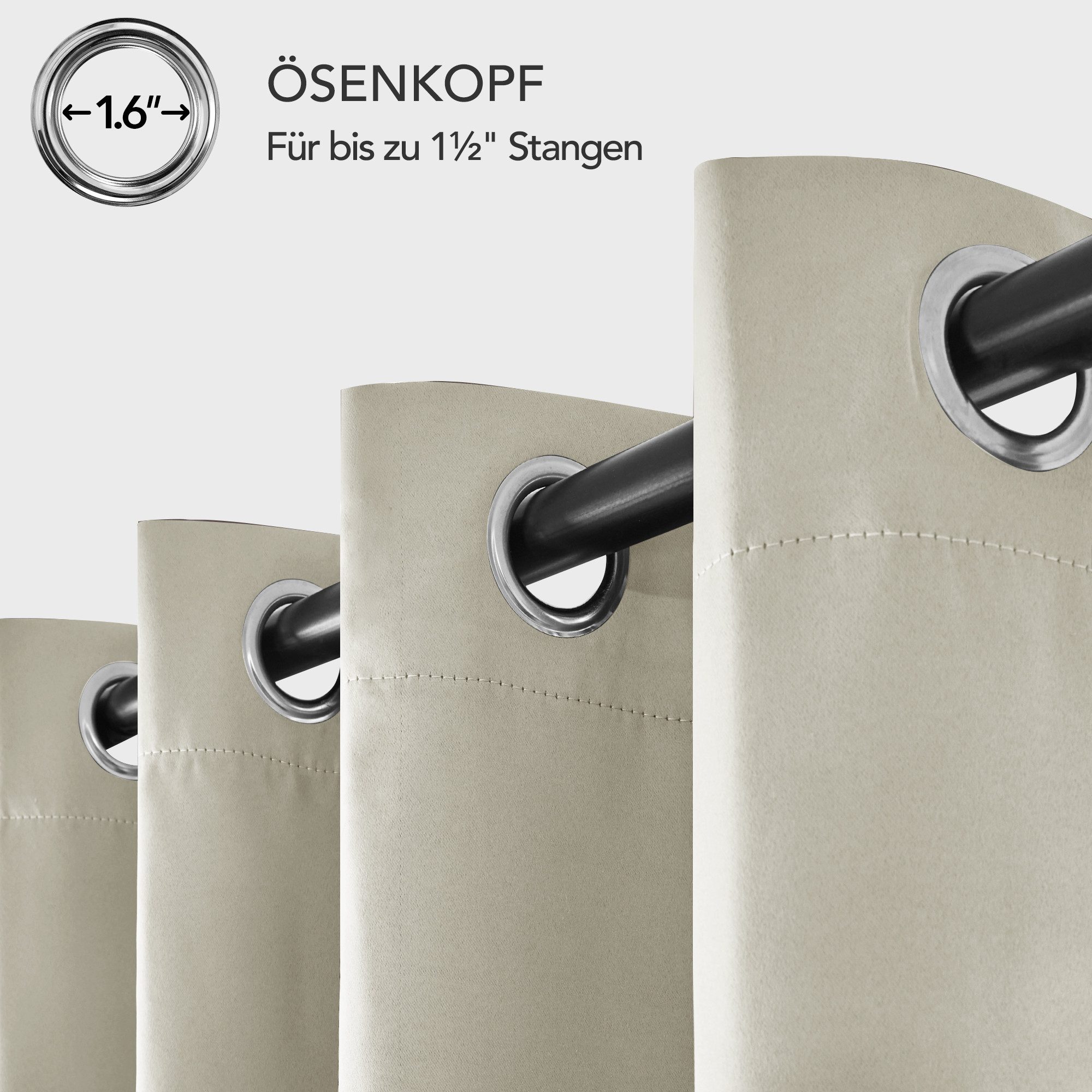 Deconovo Verdunkelungsvorhang Blickdichter Vorhang mit Ösen Gardinen Wohnzi günstig online kaufen