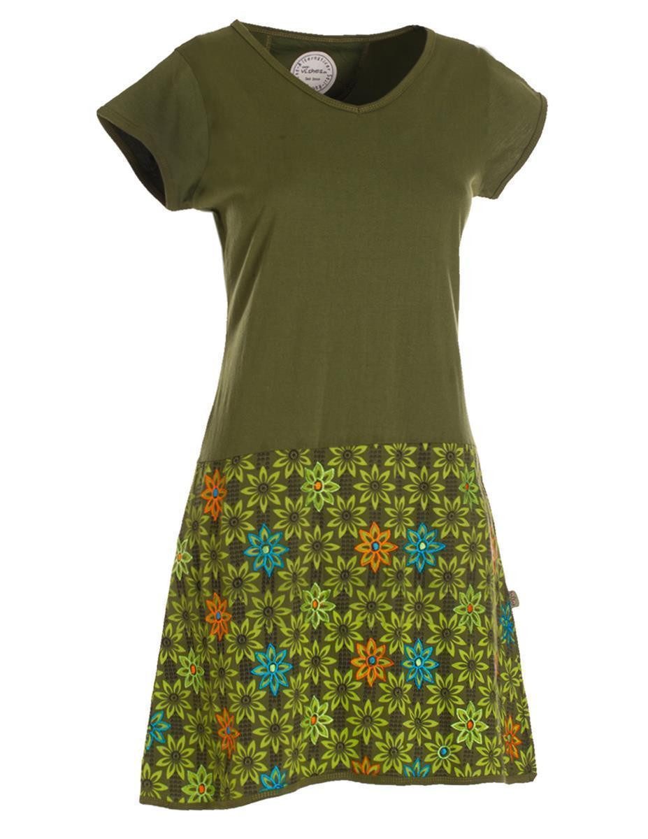 Tunikakleid Damen Sommerkleid Kurzarm Blumen-Kleid Tunika-Kleid T-Shirtkleid