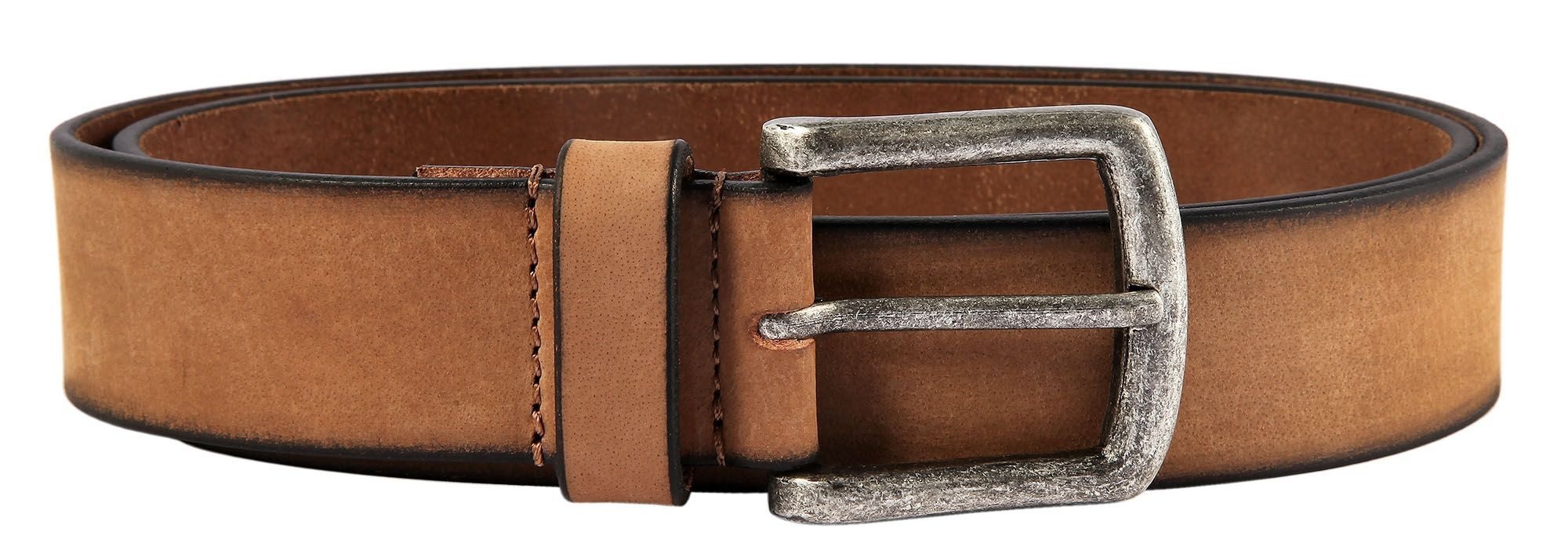 Leonardo Verrelli Ledergürtel hochwertiges Echt Leder, taupefarben, 90 cm - 140 cm