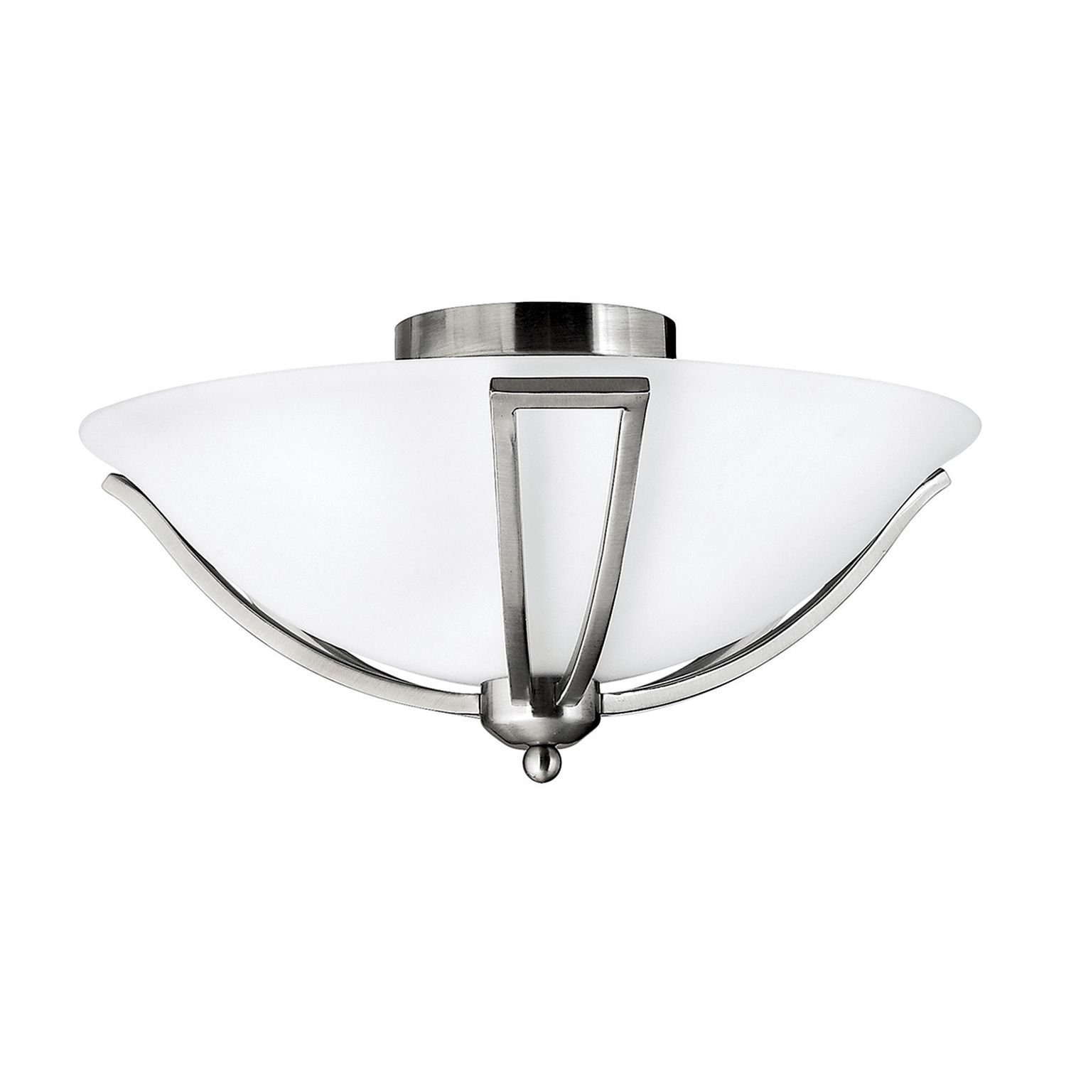 Licht-Erlebnisse Deckenleuchte VERVE, ohne Leuchtmittel, Deckenlampe Weiß Nickel Glas Metall E27 Modern Beleuchtung Wohnzimmer