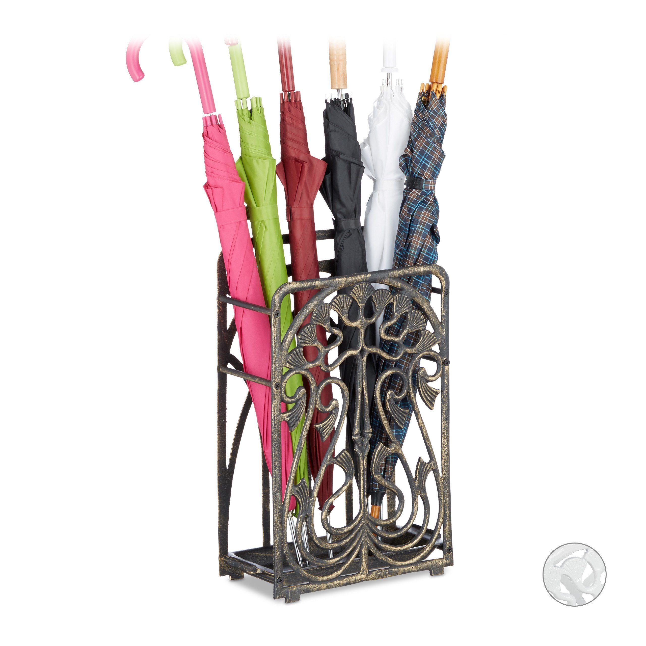 relaxdays Schirmständer rechteckig Vintage, Bronze günstig online kaufen