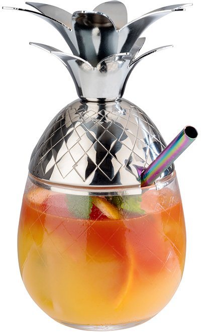 APS Cocktailglas Pineapple, Edelstahl, Glas, 0,35 Liter
