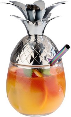 APS Cocktailglas Pineapple, Edelstahl, Glas, 0,35 Liter