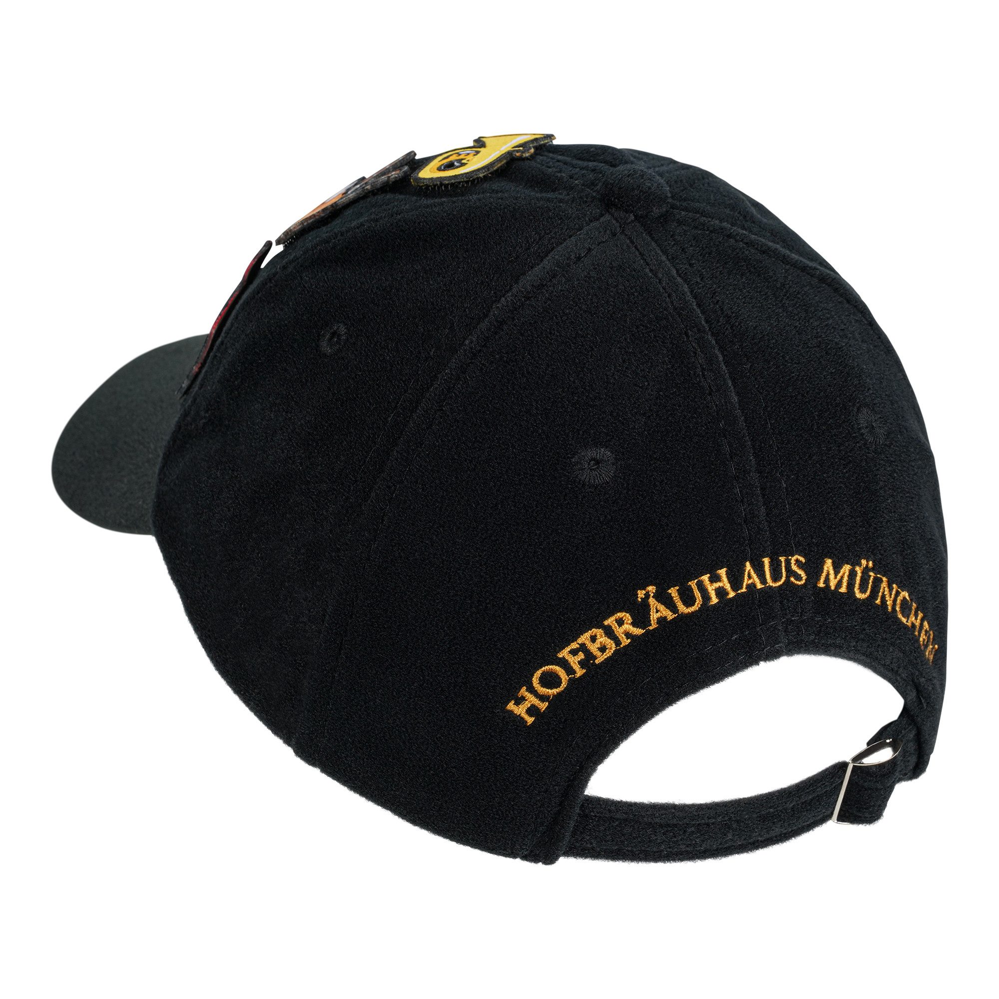 Hofbräuhaus München Baseball Cap, Cap mit abnehmbaren Patches – 7-teilig, 100 % Baumwolle, schwarz (7-teilig: Cap mit, 6-St., abnehmbaren, gestickten Patches) 100 % Baumwolle