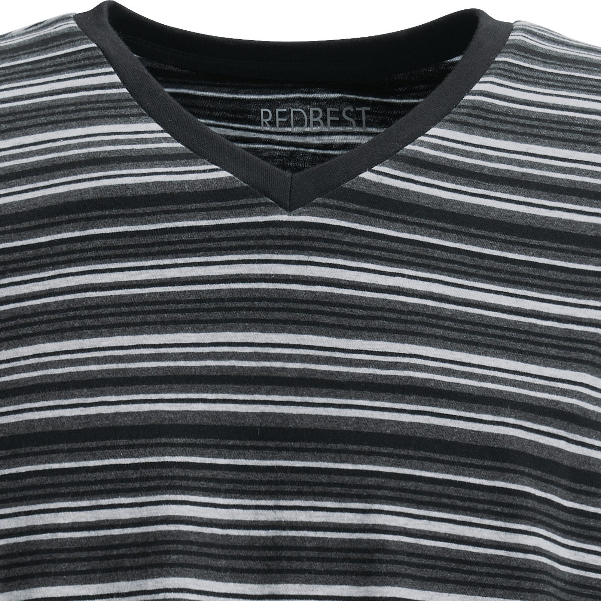 REDBEST Pyjamaoberteil Herren-T-Shirt geringelt Single-Jersey Streifen