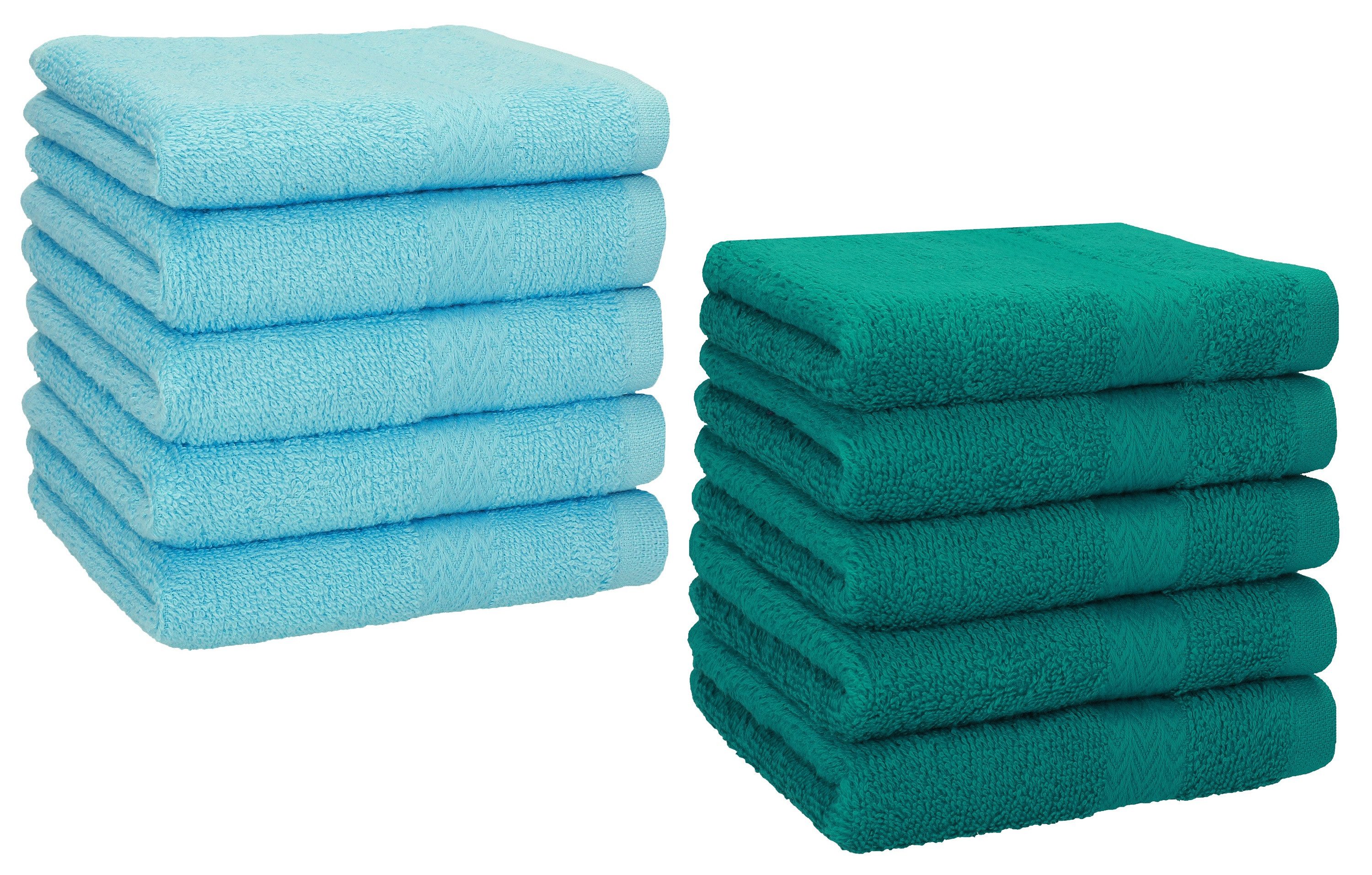 Betz Gästehandtücher 10 Stück Gästetuch-Set Premium 30x50 cm Farbe türkis und smaragdgrün, 100% Baumwolle (Set, 10-St)