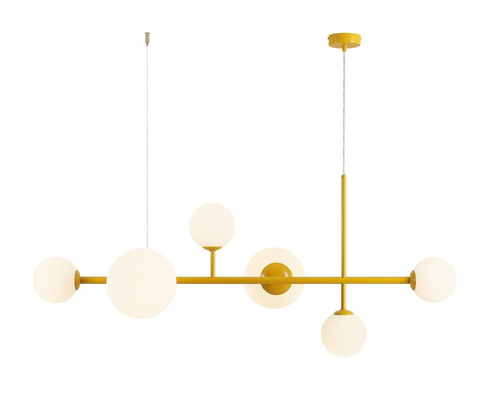 Licht-Erlebnisse Pendelleuchte RINEO, ohne Leuchtmittel, Metall Glas E14 H: max. 110 cm Gelb Weiß 4-flammig Kugelschirm Modern