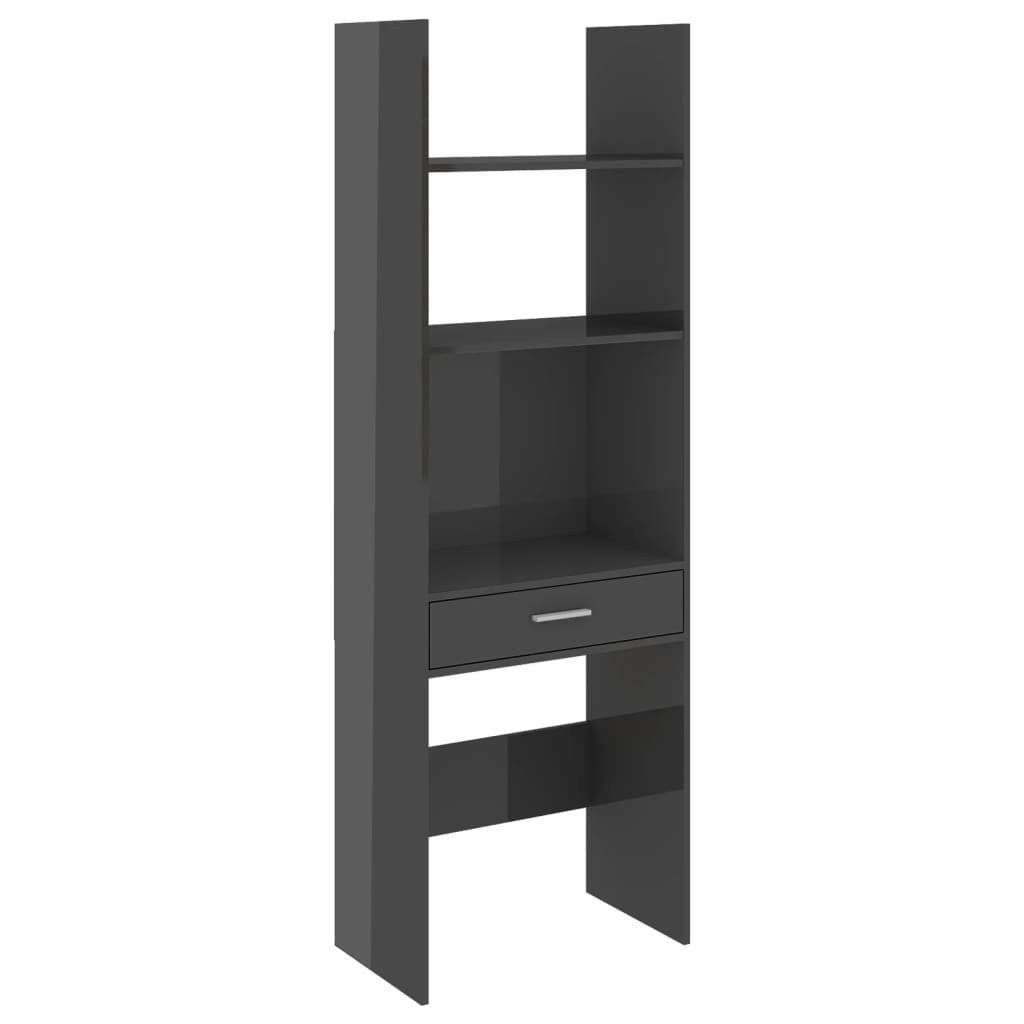 Hochglanz-Grau vidaXL cm 60x35x180 Holzwerkstoff, Bücherregal Bücherregal 1-tlg.