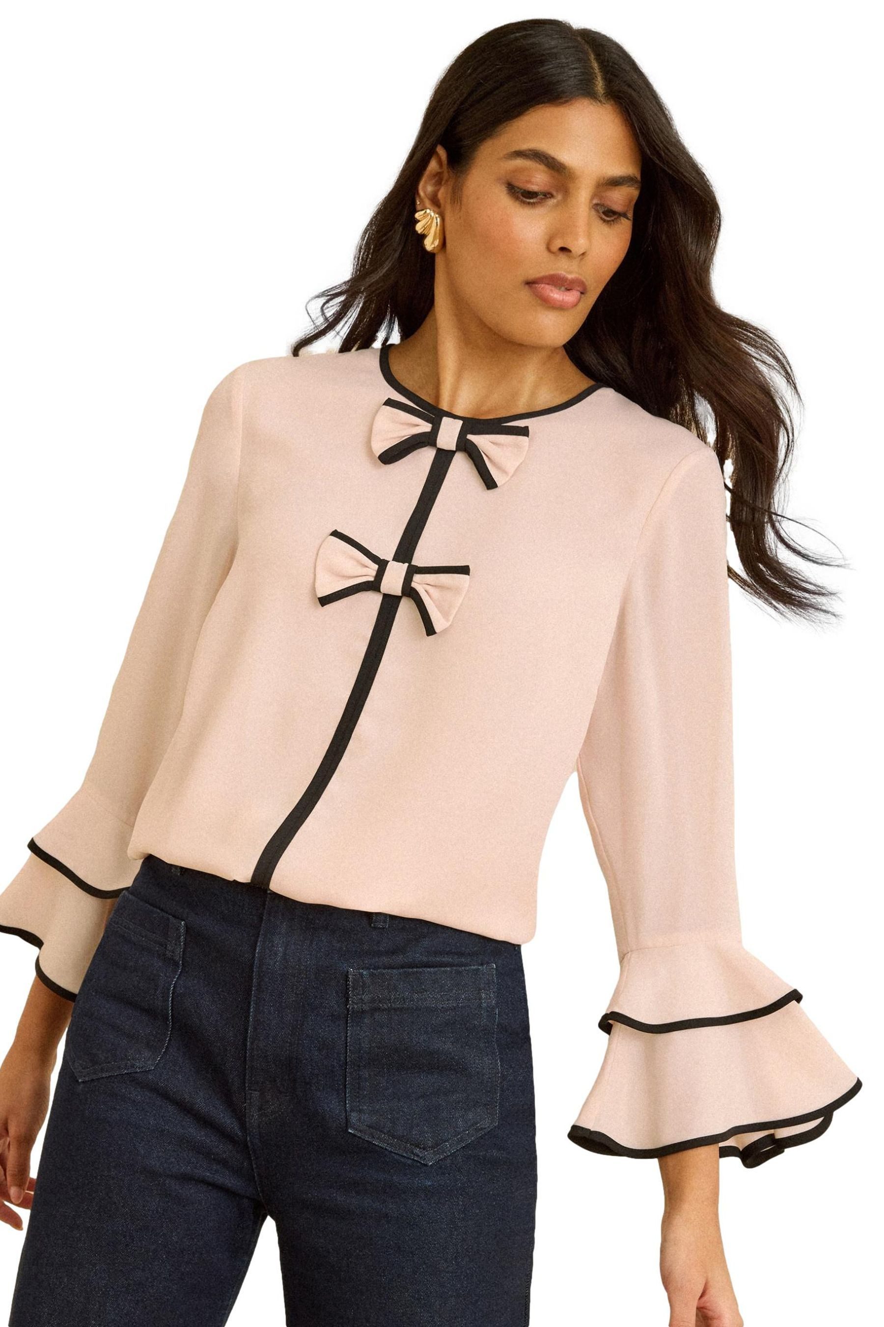 Love & Roses Langarmbluse Love & Roses Bluse mit Trompetenärmeln, Regular ( günstig online kaufen