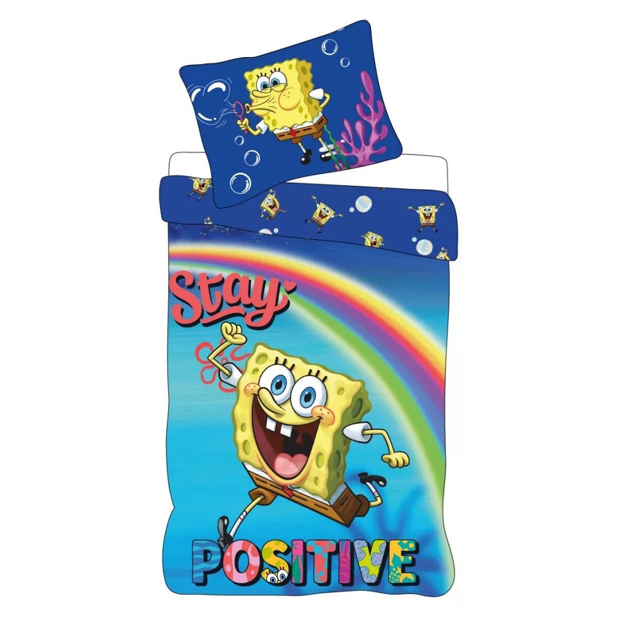 Sponge Bob Kinderbettwäsche SpongeBob Schwammkopf Stay Positive Kinder, Kindergarten Bettwäsche