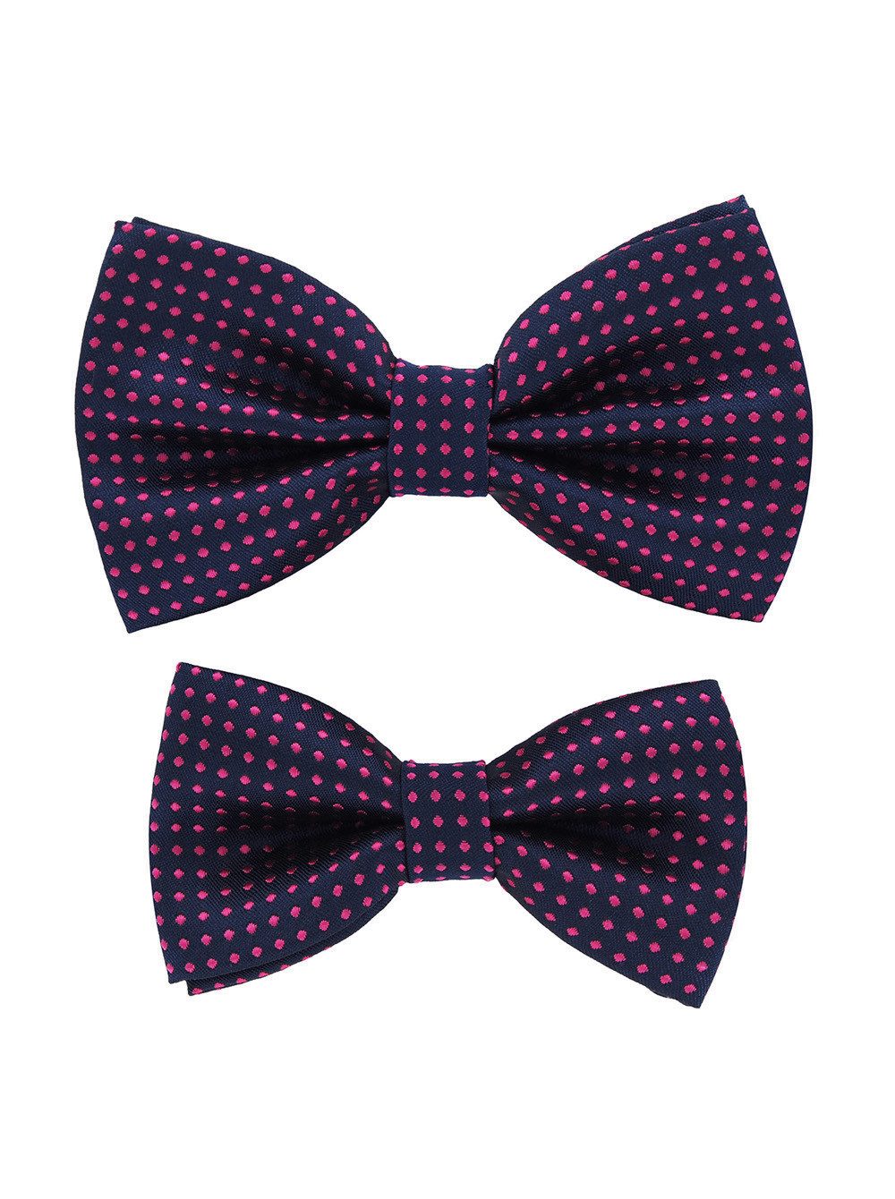 axy Fliege Fliegen Set für Vater und Sohn (2er Set, 2-St.,-Partnerlook für Herren und Kinder 1-12 Jahren, 2-St., Fliegen Set: 1x Herrenfliege und 1x Kinderfliege) Fotoshooting Familien Outfit, gepunktete Fliege