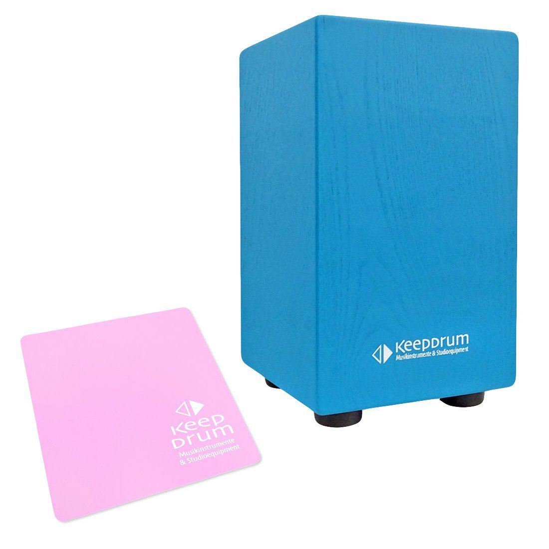 keepdrum Cajon keepdrum DC1M BL Junior Cajon Blau mit Sitzpad Pink
