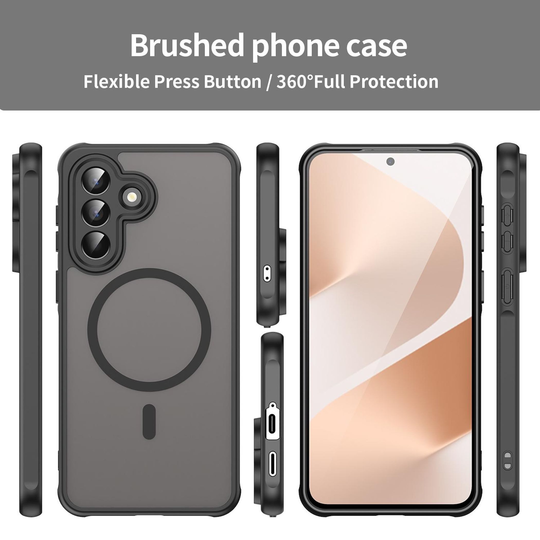 Wigento Handyhülle MagSafe für Samsung Galaxy A17 5G TPU Hybrid Kameraschutz Matt Schwarz 6,7 Zoll, Magnetisch, Durchsichtig, Stoßfest