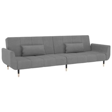 furnicato Schlafsofa 2-Sitzer mit 2 Kissen Hellgrau Samt