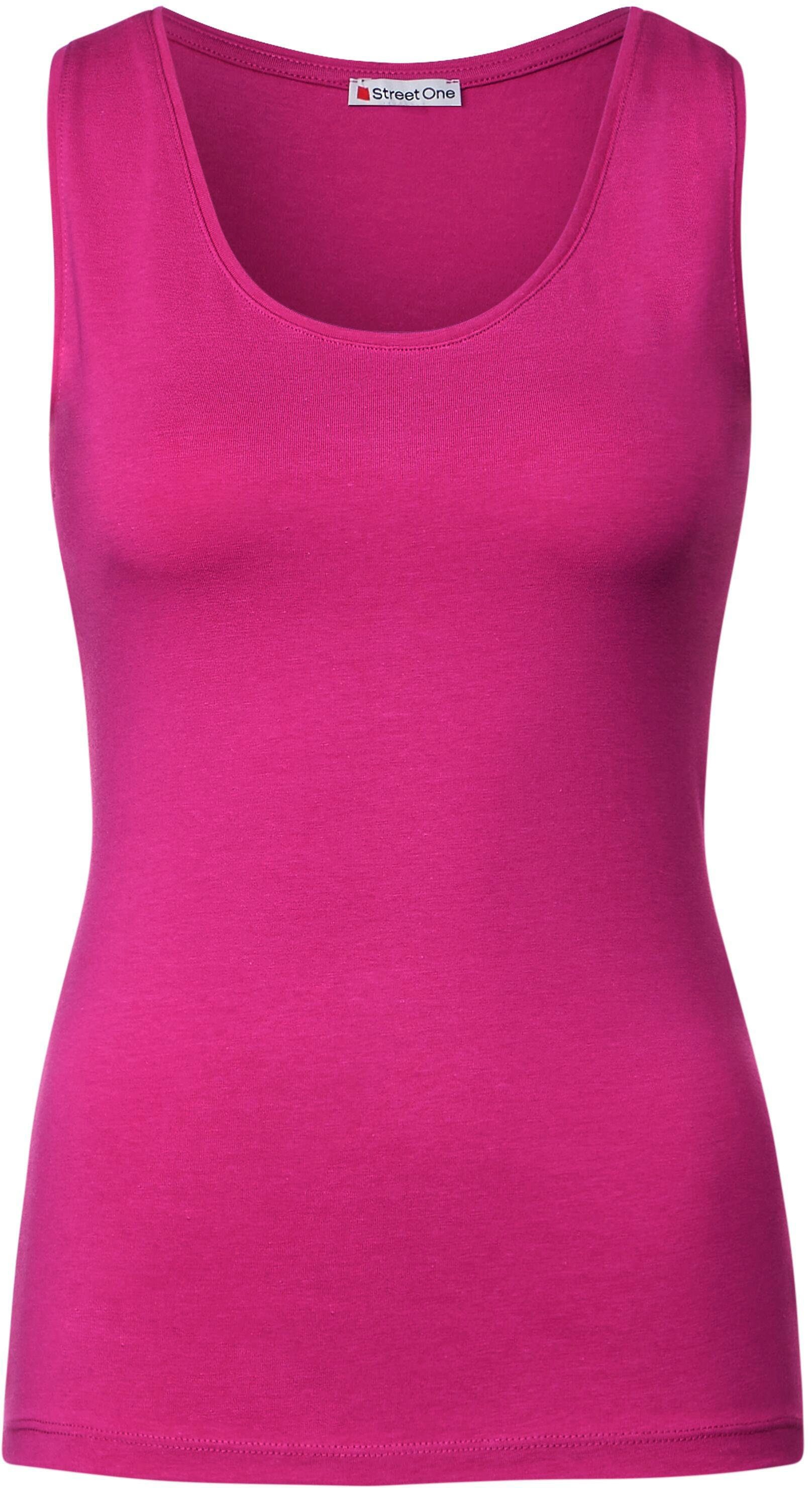 ONE cozy Rundhalsausschnitt Anni in Style mit Top Unifarbe pink STREET Tanktop