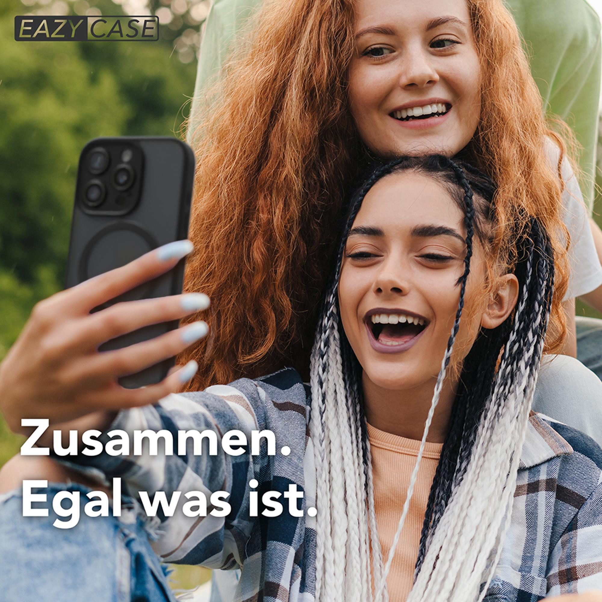 EAZY CASE Handyhülle Outdoor iPhone 16 Pro Case MagSafe Ring 6,3 Zoll, Outdoor Handy Hülle Bumper Schutzhülle Slim mit Kameraschutz Schwarz