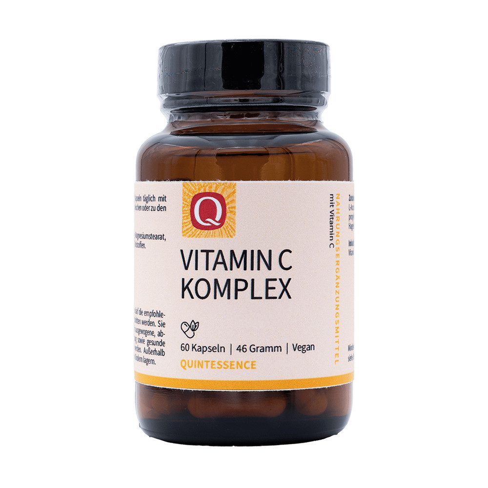 Quintessence Vitamin C Komplex - 3 verschiedenen Vitamin-C-Formen - 60 Kapseln, 46 g, Hochwertige vegane Premiumqualität - für Psyche und Nerven