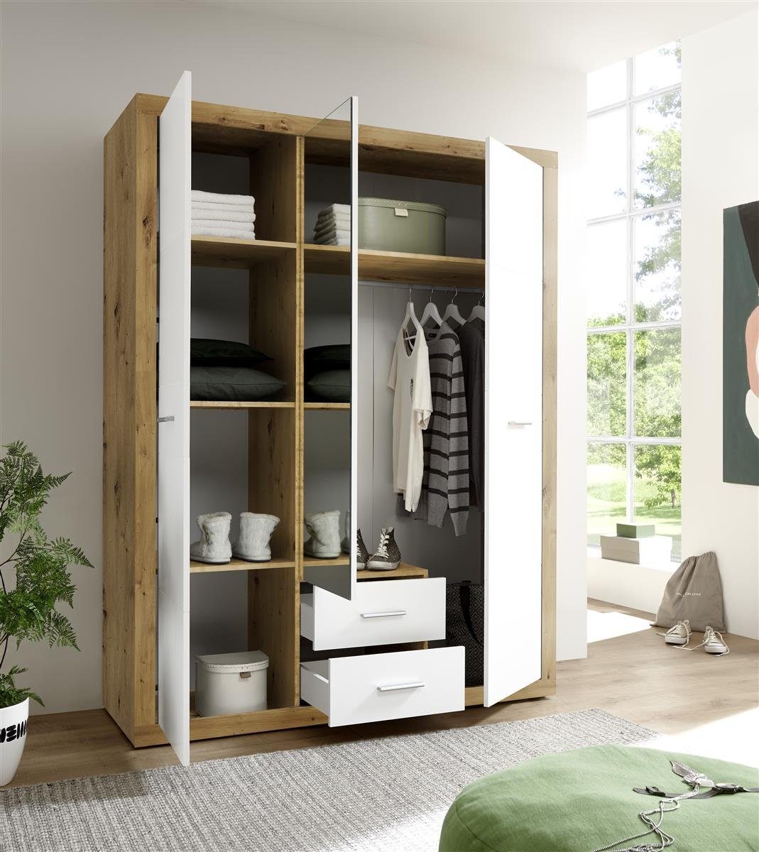 möbelando Kleiderschrank Stern 151 x 198 x 55 cm (B/H/T)
