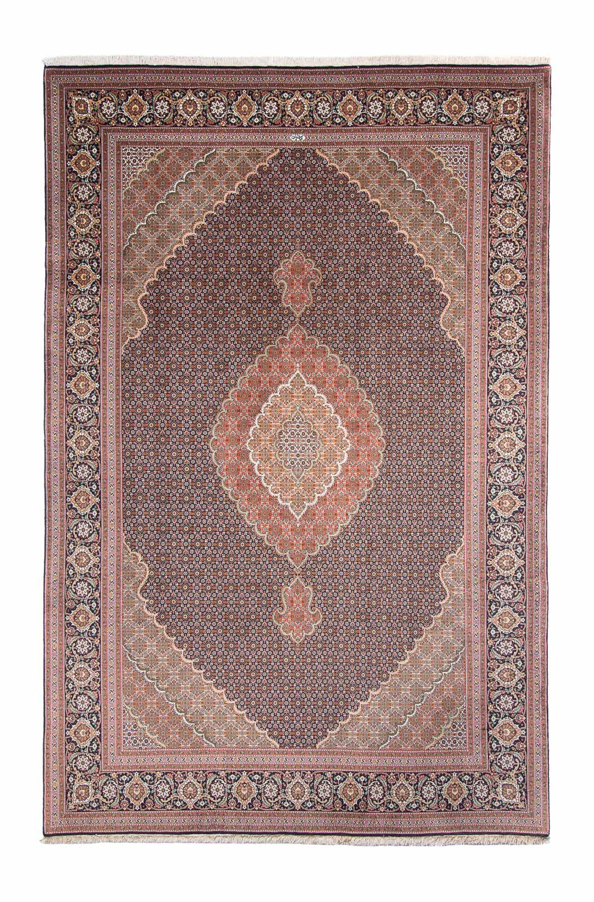 Orientteppich Perser - Täbriz - 310 x 202 cm - dunkelblau, morgenland, rechteckig, Höhe: 10 mm, Wohnzimmer, Handgeknüpft, Einzelstück mit Zertifikat