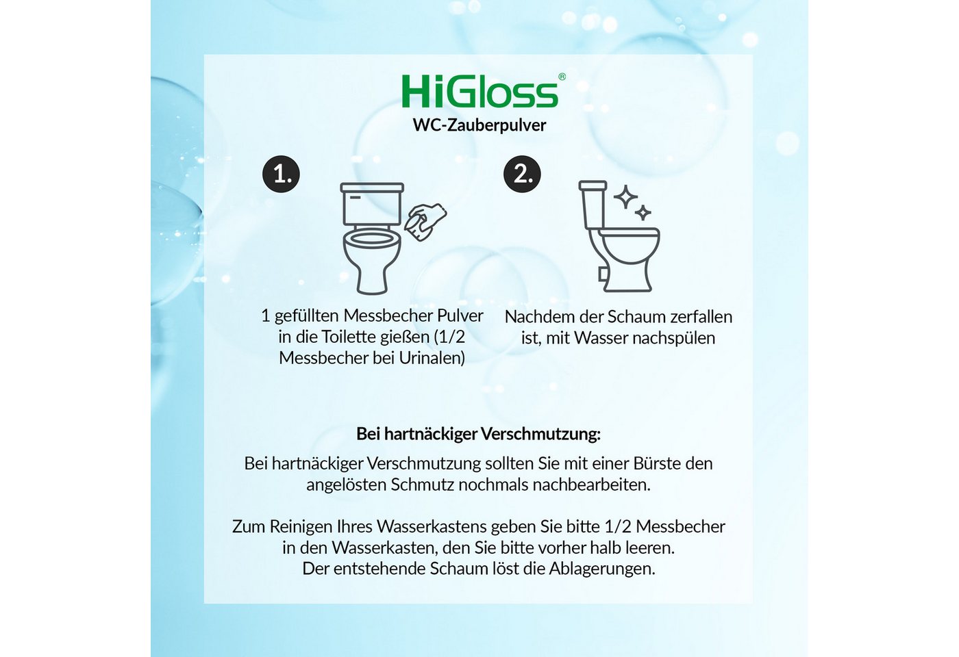 Thumbnail - HiGloss WC Zauberpulver für eine saubere Toilette WC-Reiniger (1-St. 2,5kg Schmutzfinder-Technologie, WC Schaum extra st...