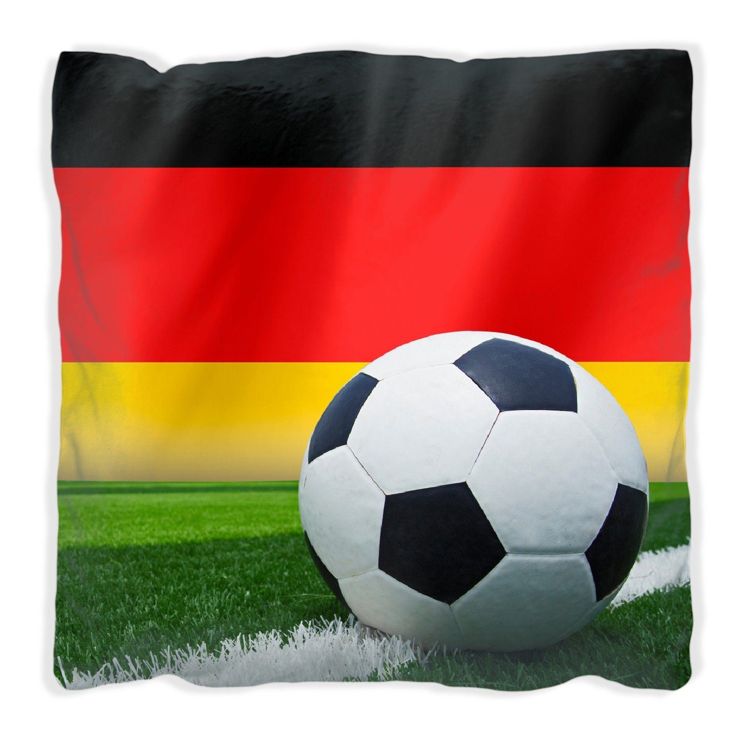 Wallario Dekokissen Fußball vor einer Deutschlandflagge, handgenäht