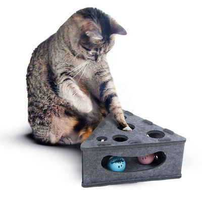 Canadian Cat Company Tier-Aktivitätsspiel Filzspielzeug "Käsekästchen" Dreieck, Katzenspielzeug Selbstbeschäftigung, interaktives Spielzeug für Katzen