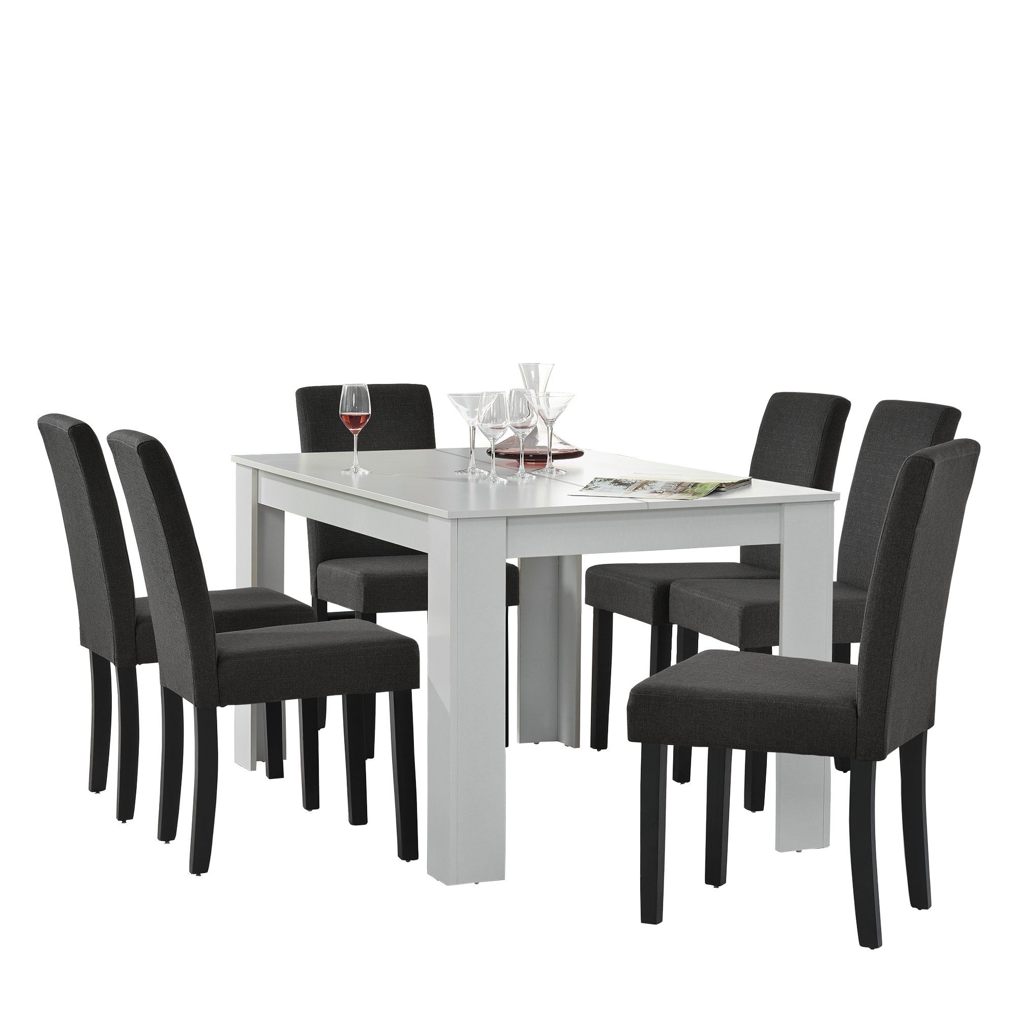 en.casa Essgruppe, (Set, 7-tlg., Esstisch mit günstig online kaufen
