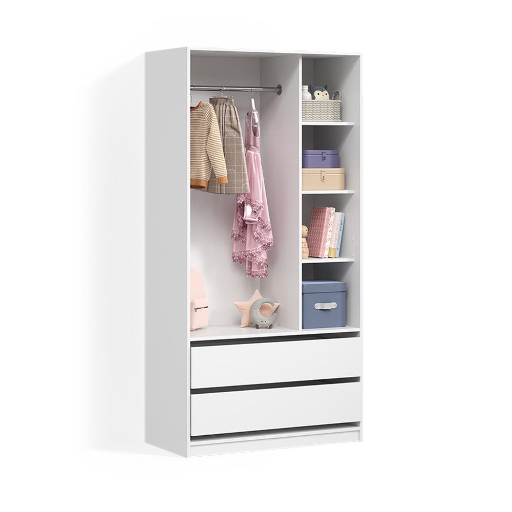 Livinity® Kleiderschrank Trento, Weiß/Weiß, 100 x 200 cm mit 2 Schubladen (1-St)